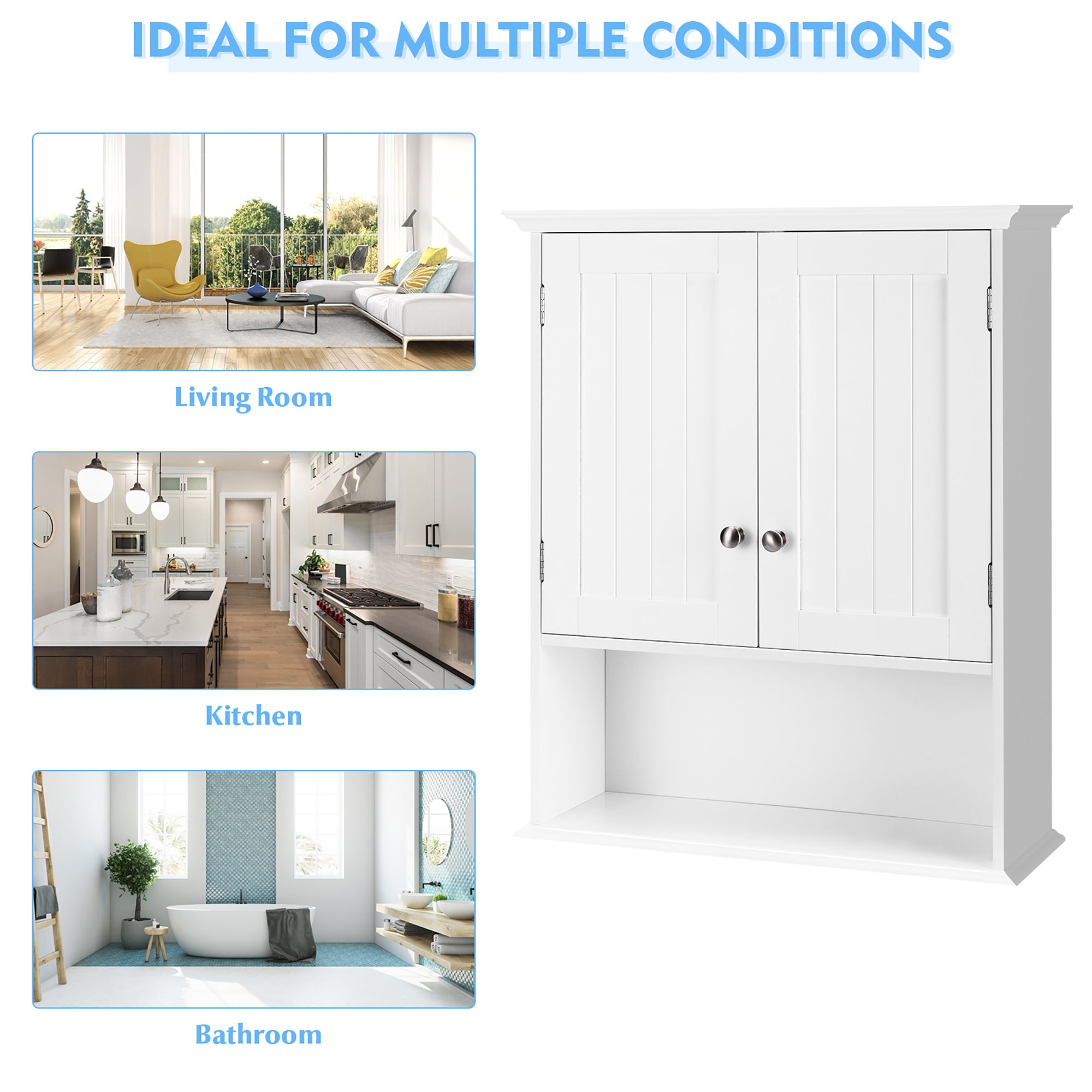 Costway Wall Mount Bathroom Cabinet Storage Organizer Medicine Cabinet White