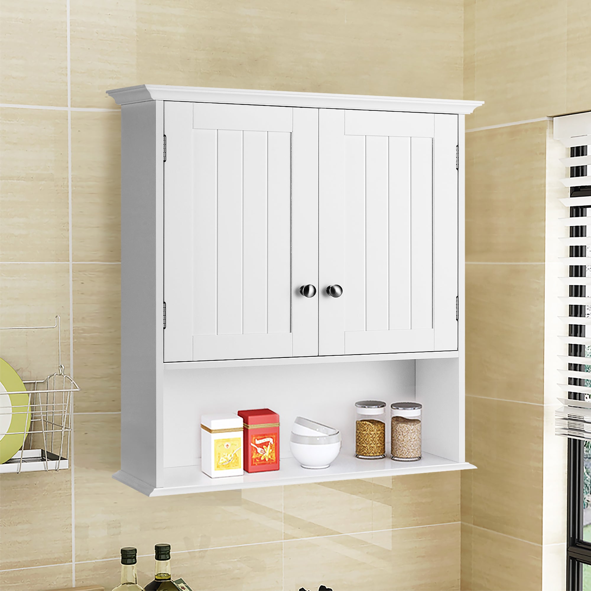 Costway Wall Mount Bathroom Cabinet Storage Organizer Medicine Cabinet White