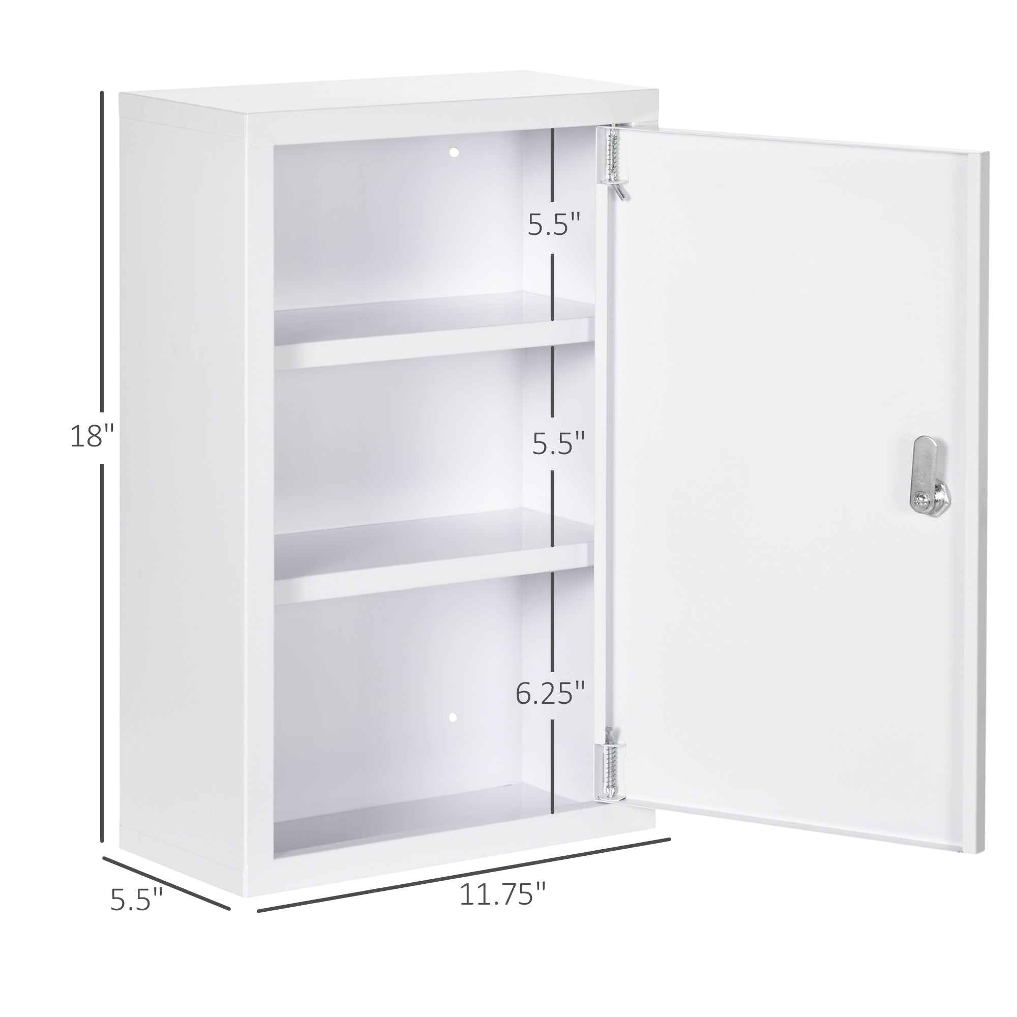 kleankin Wall Medicine Cabinet with Lock, White