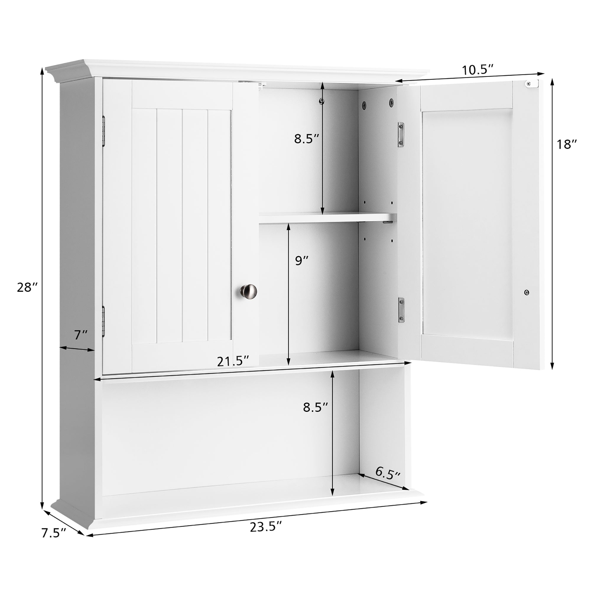 Costway Wall Mount Bathroom Cabinet Storage Organizer Medicine Cabinet White