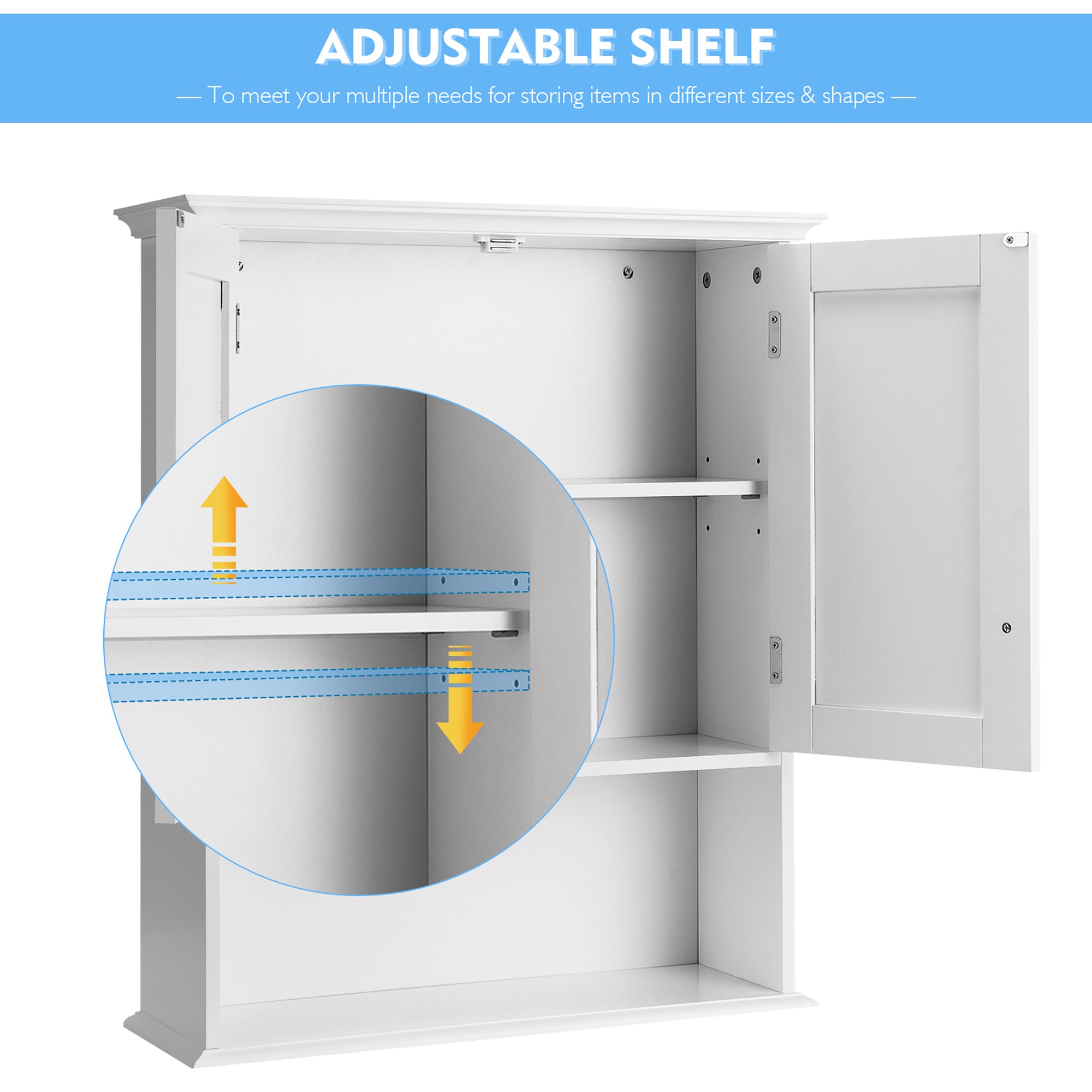 Costway Wall Mount Bathroom Cabinet Storage Organizer Medicine Cabinet White