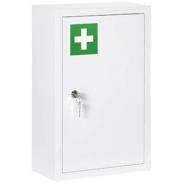 kleankin Wall Medicine Cabinet with Lock, White