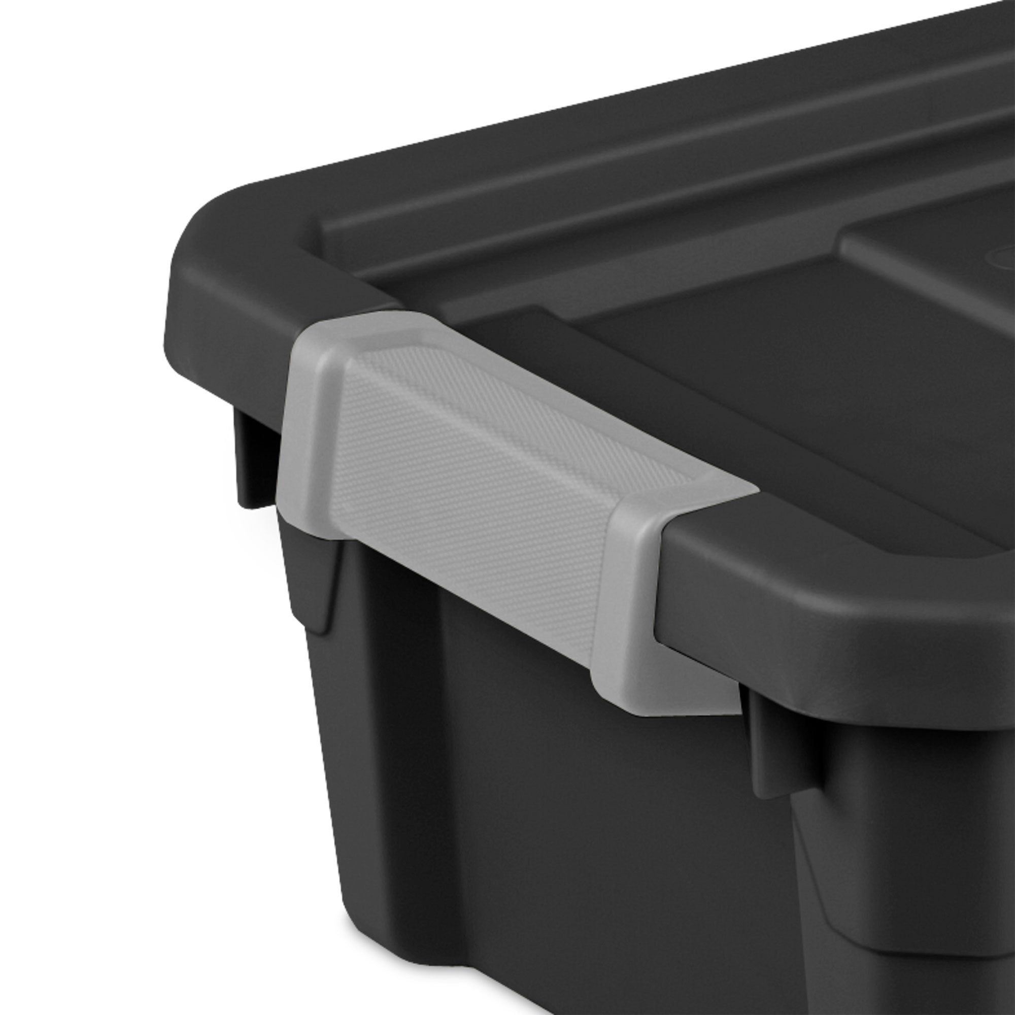 Sterilite 4 Gal Industrial Storage Totes w/ Latch Clip Lids, Black (6 Pack)