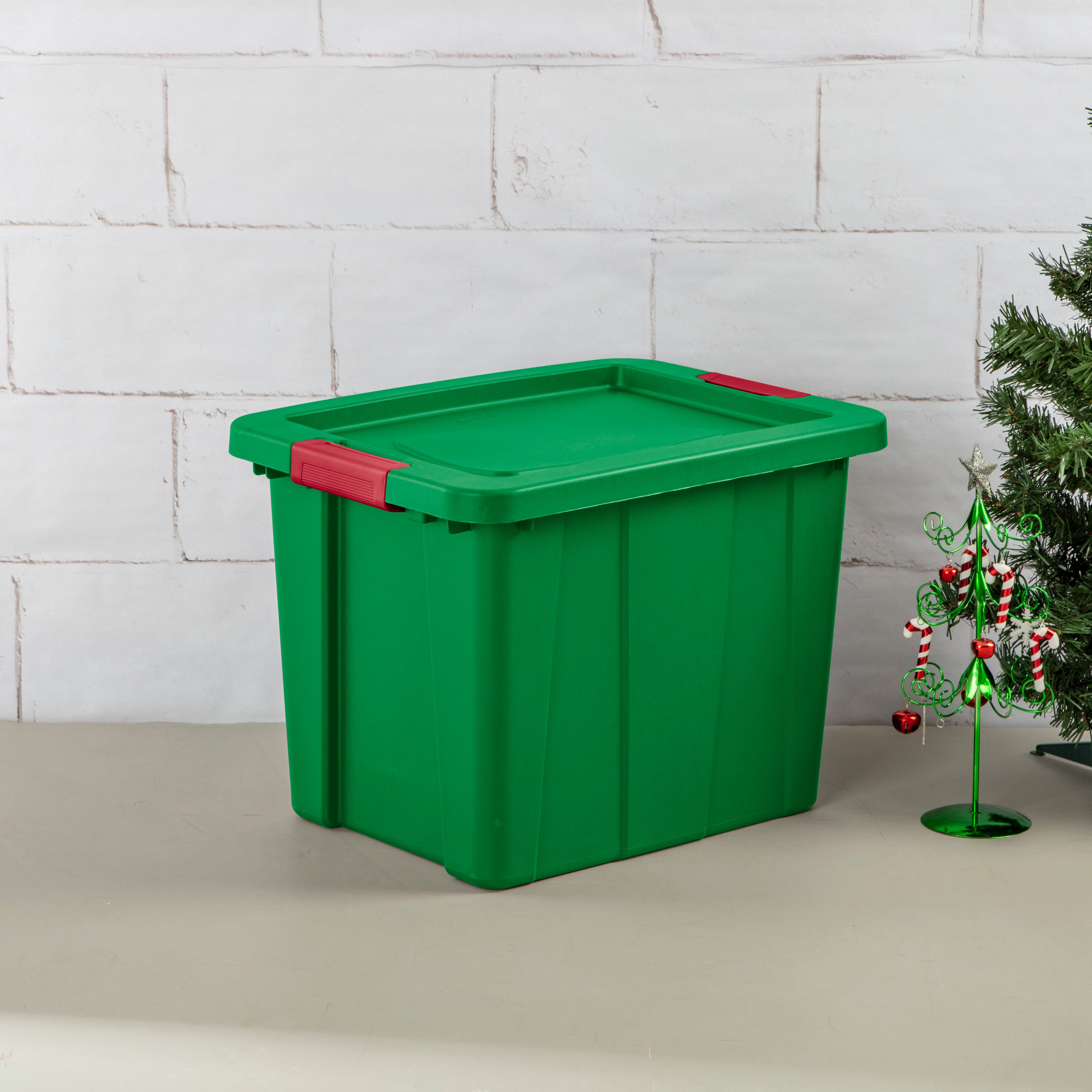 Sterilite 18 Gallon Latching Tuff1 Tote Plastic, Elf Green