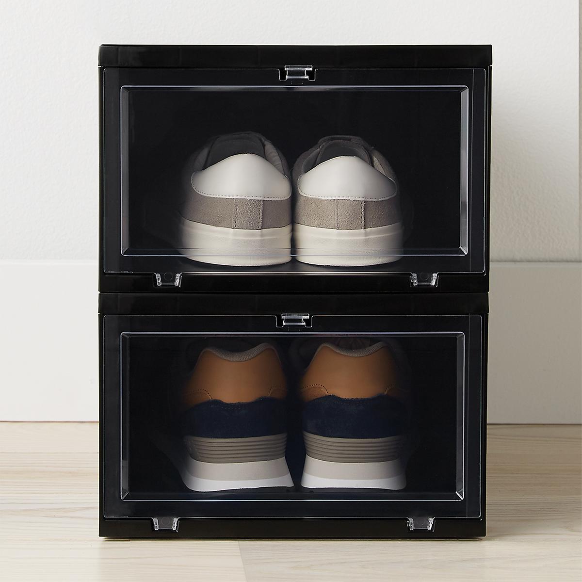 Large Black Drop-Front Shoe Box