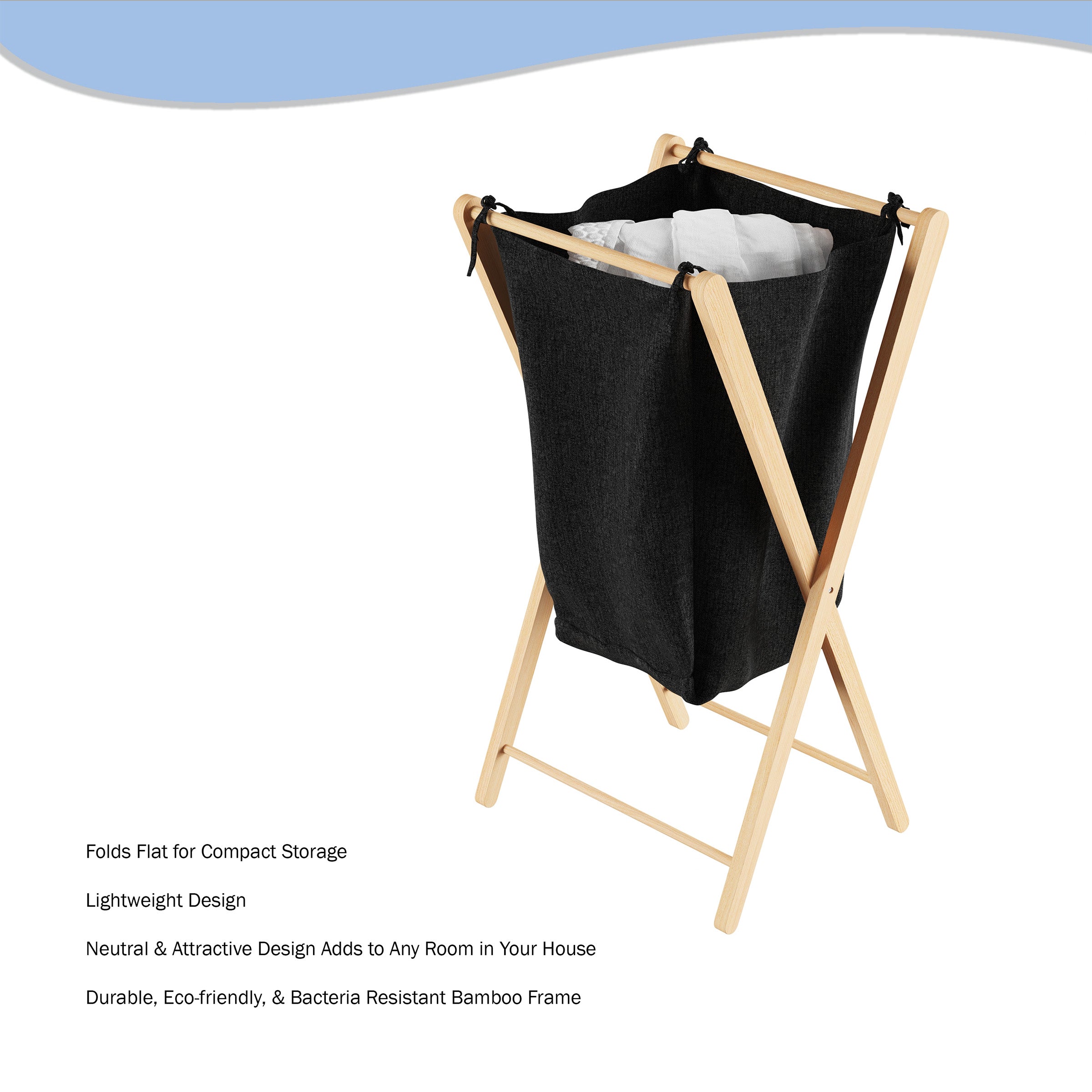 Lavish Home Foldable Laundry Hamper, Black