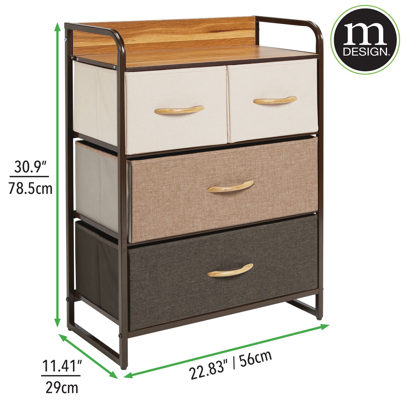 mDesign Dresser Storage Furniture Organizer - Multi-Color/Espresso Brown