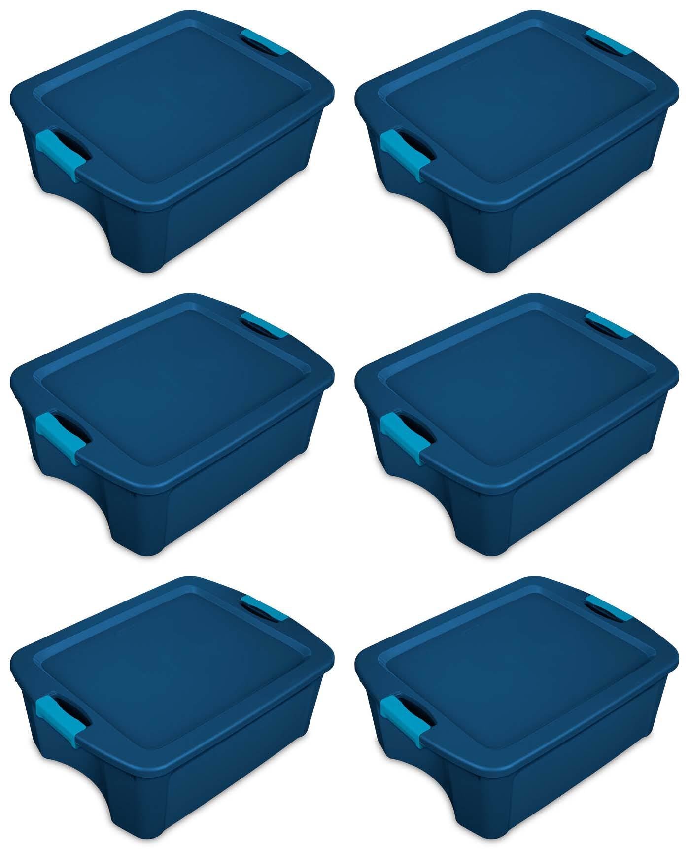 Sterilite 12 Gallon Latch and Carry Storage Tote, True Blue (6 Pack) | 14447406