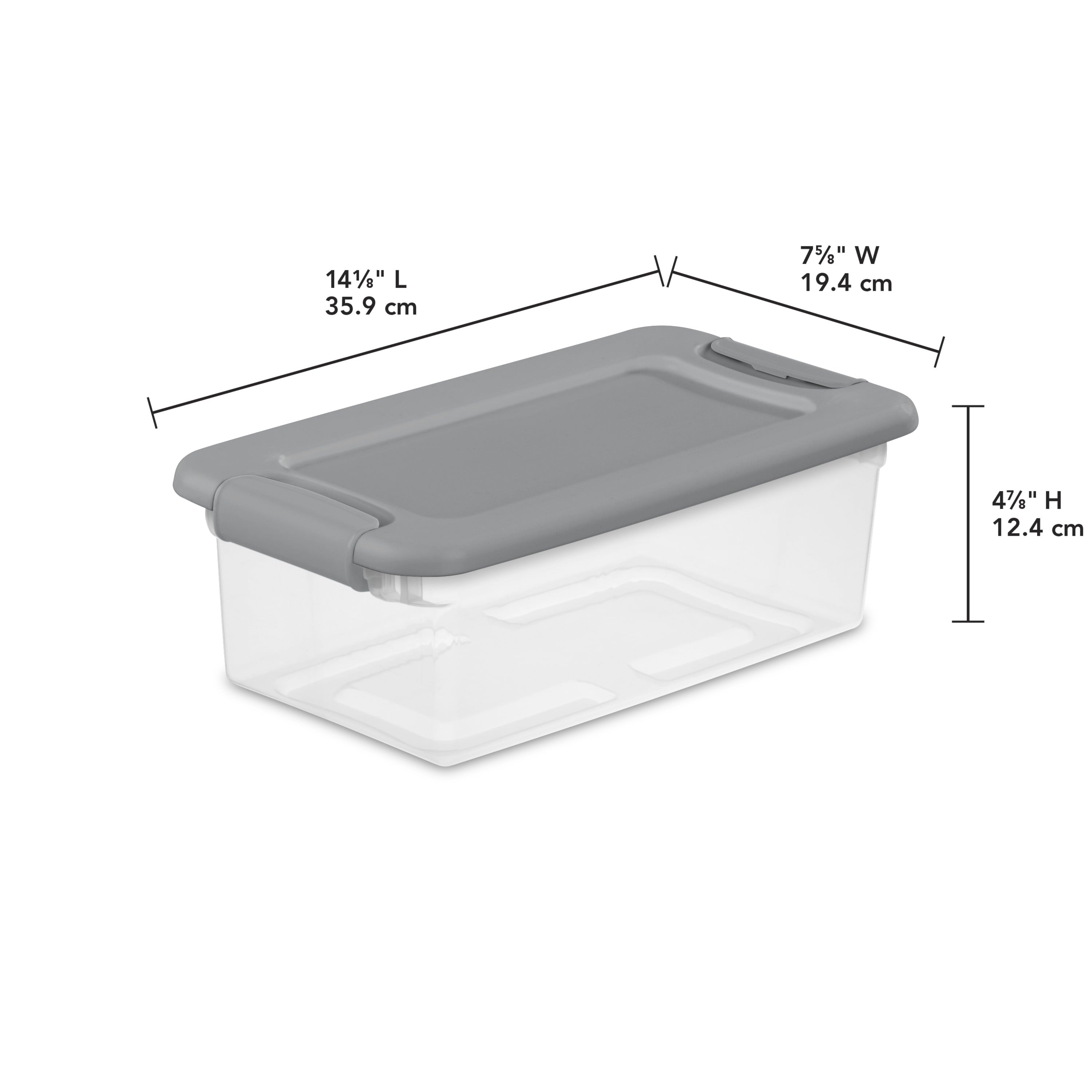 Sterilite 1.5 Gallon Plastic Latching Boxes, Titanium, 5 Count