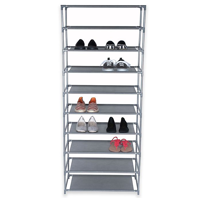 Home Basics® 10-Tier Coated Shoe Rack in Grey