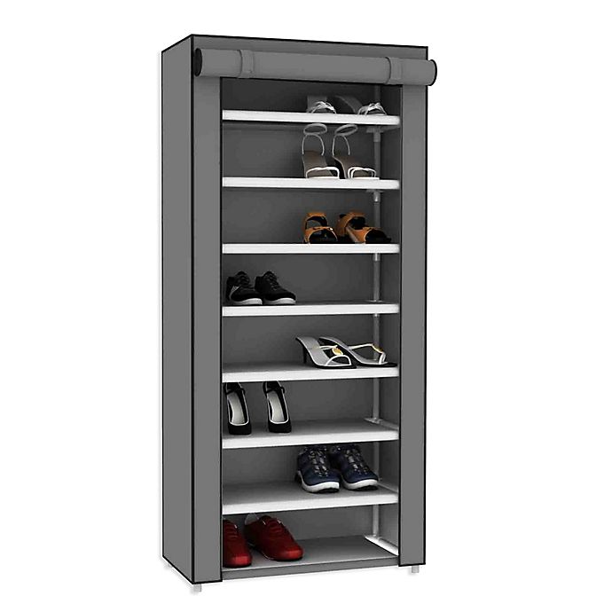 Sunbeam® 8-Tier Covered Shoe Rack in Grey