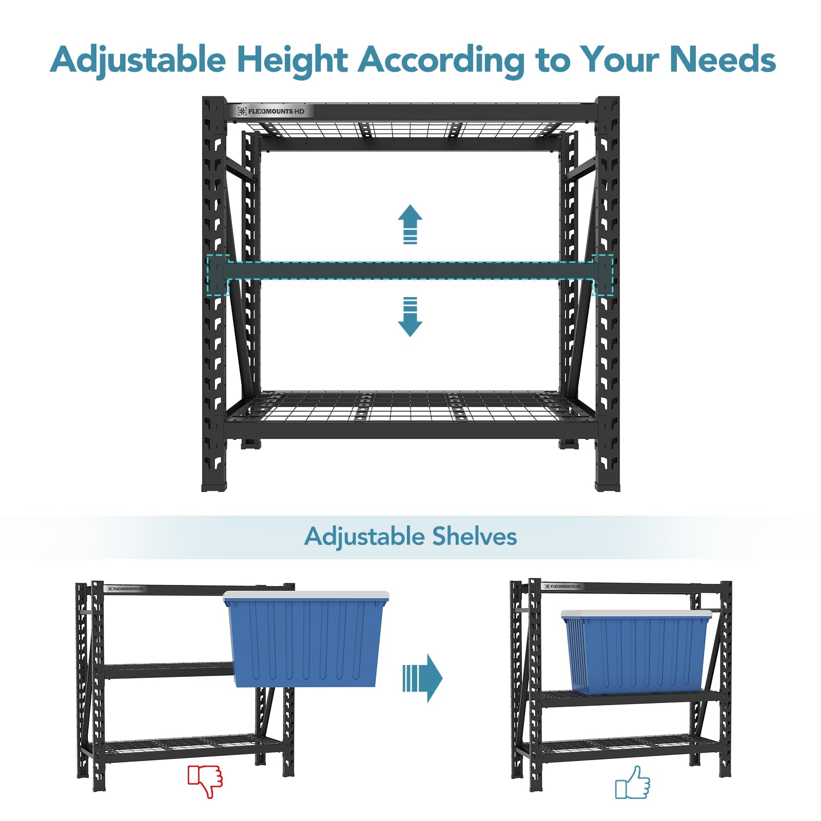 Fleximounts 2 x 4 ft 3 Shelf Steel Wire Decks Storage Racks 4650 lbs Capacity