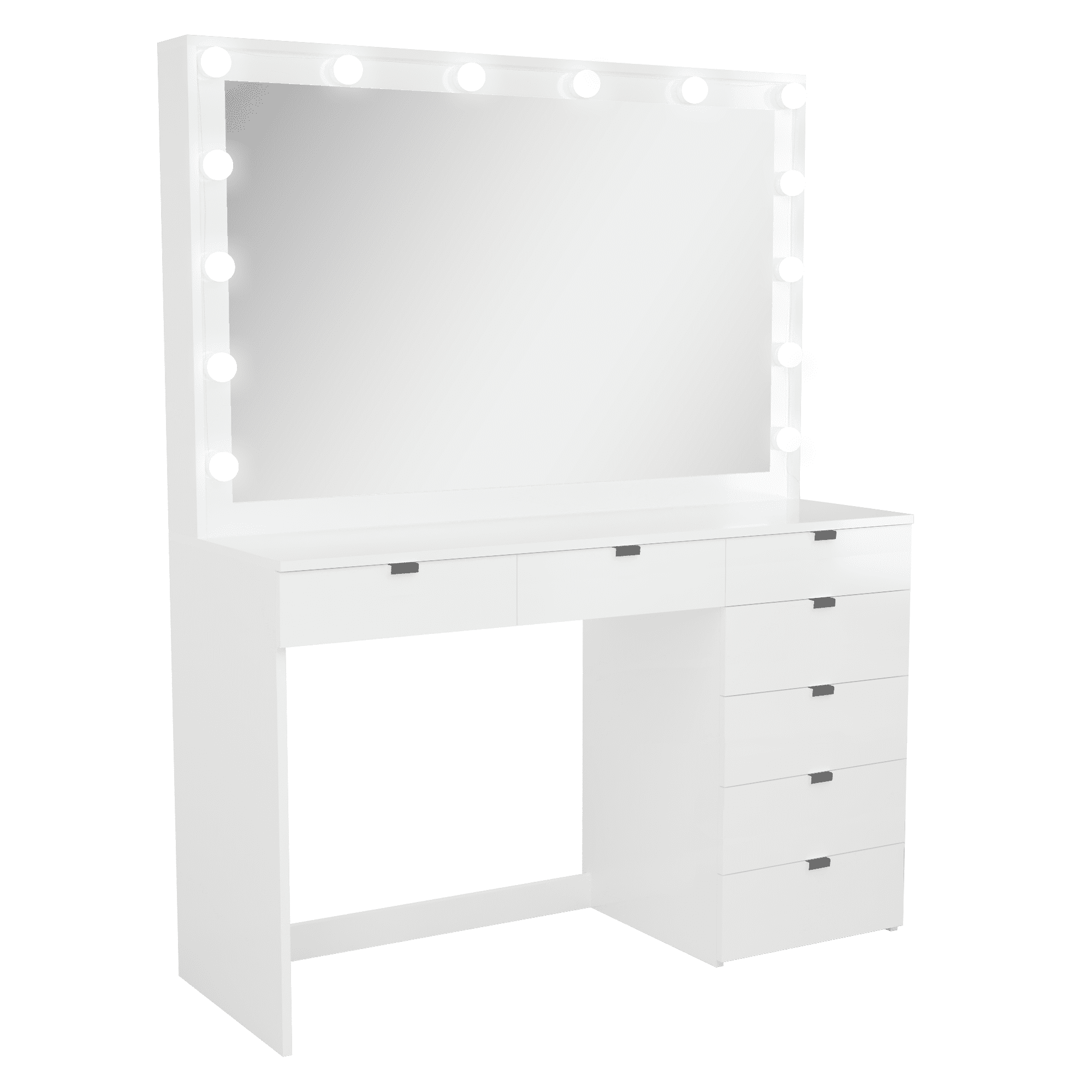 Boahaus Diana Modern Lighted Vanity Desk, White Finish, for Bedroom