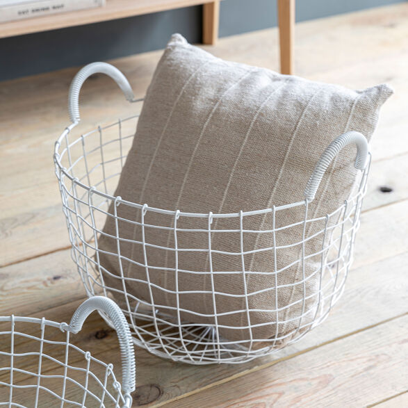 Large Wirework Storage Basket - Lily White