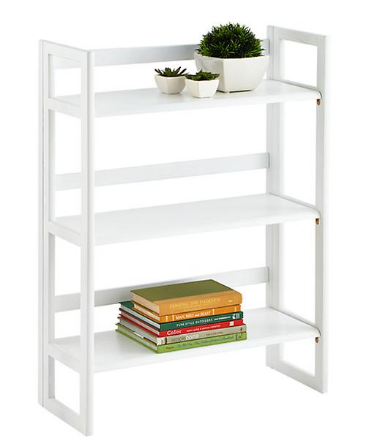 White Solid Wood Stackable Folding Bookshelf