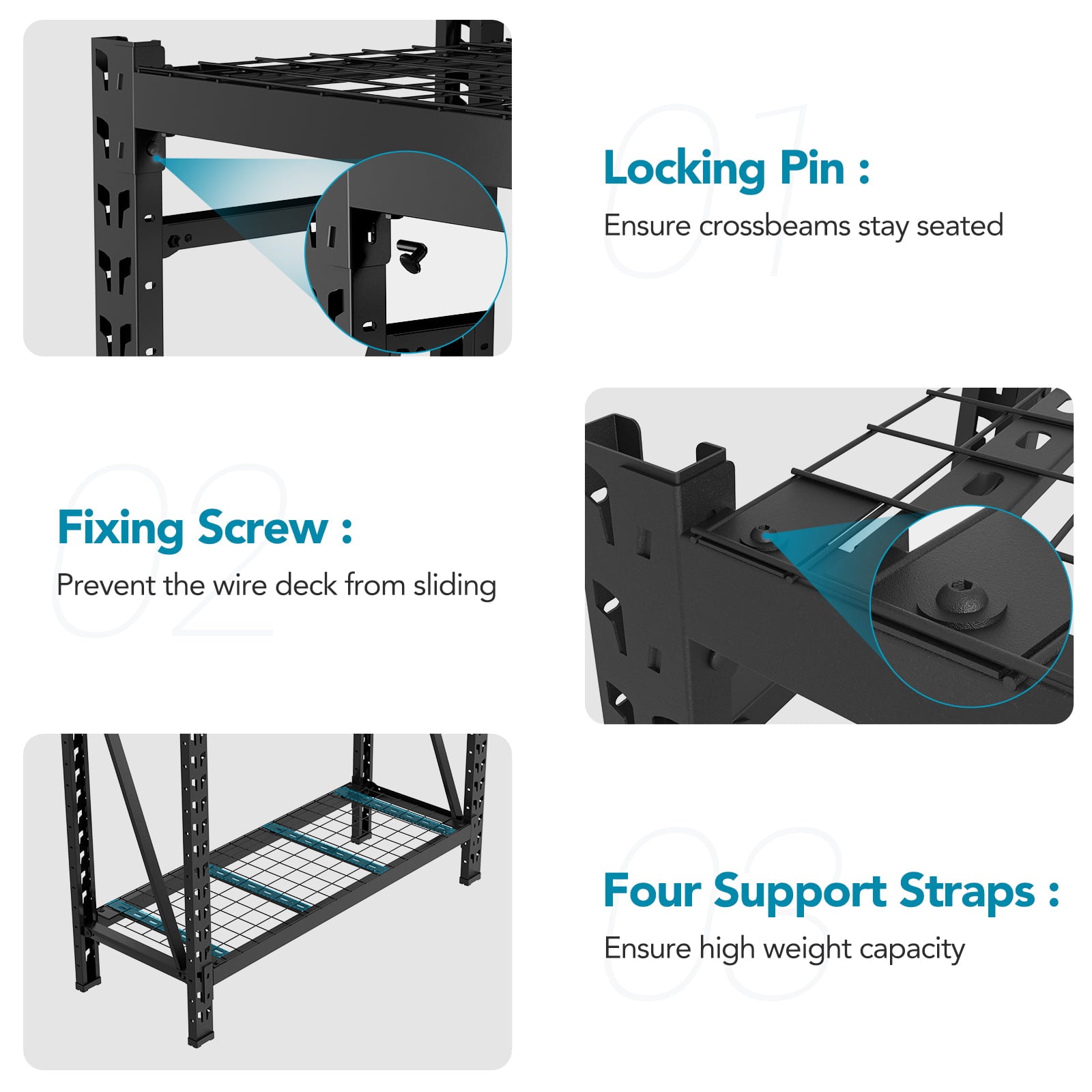 Fleximounts 2 x 4 ft 3 Shelf Steel Wire Decks Storage Racks 4650 lbs Capacity