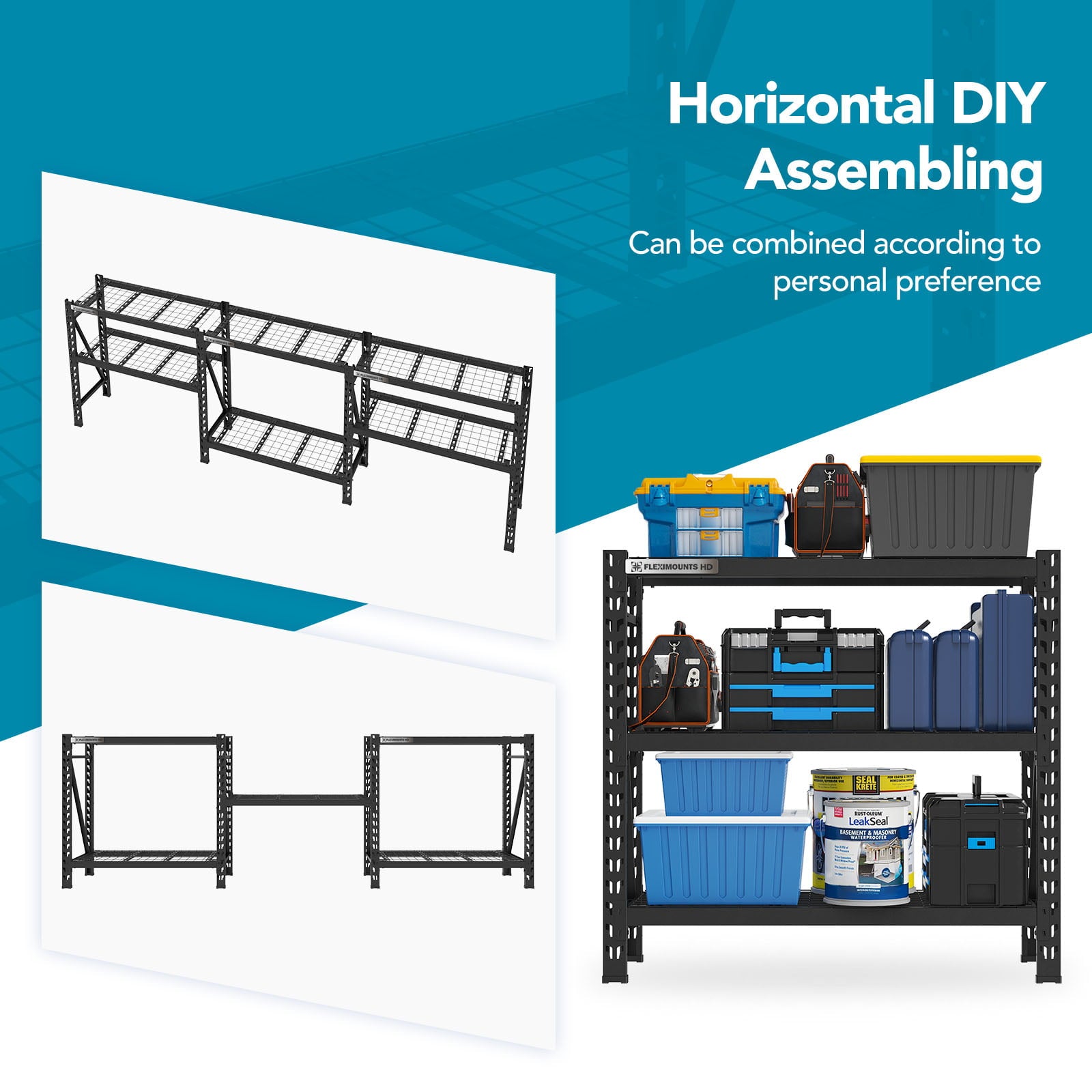 Fleximounts 2 x 4 ft 3 Shelf Steel Wire Decks Storage Racks 4650 lbs Capacity