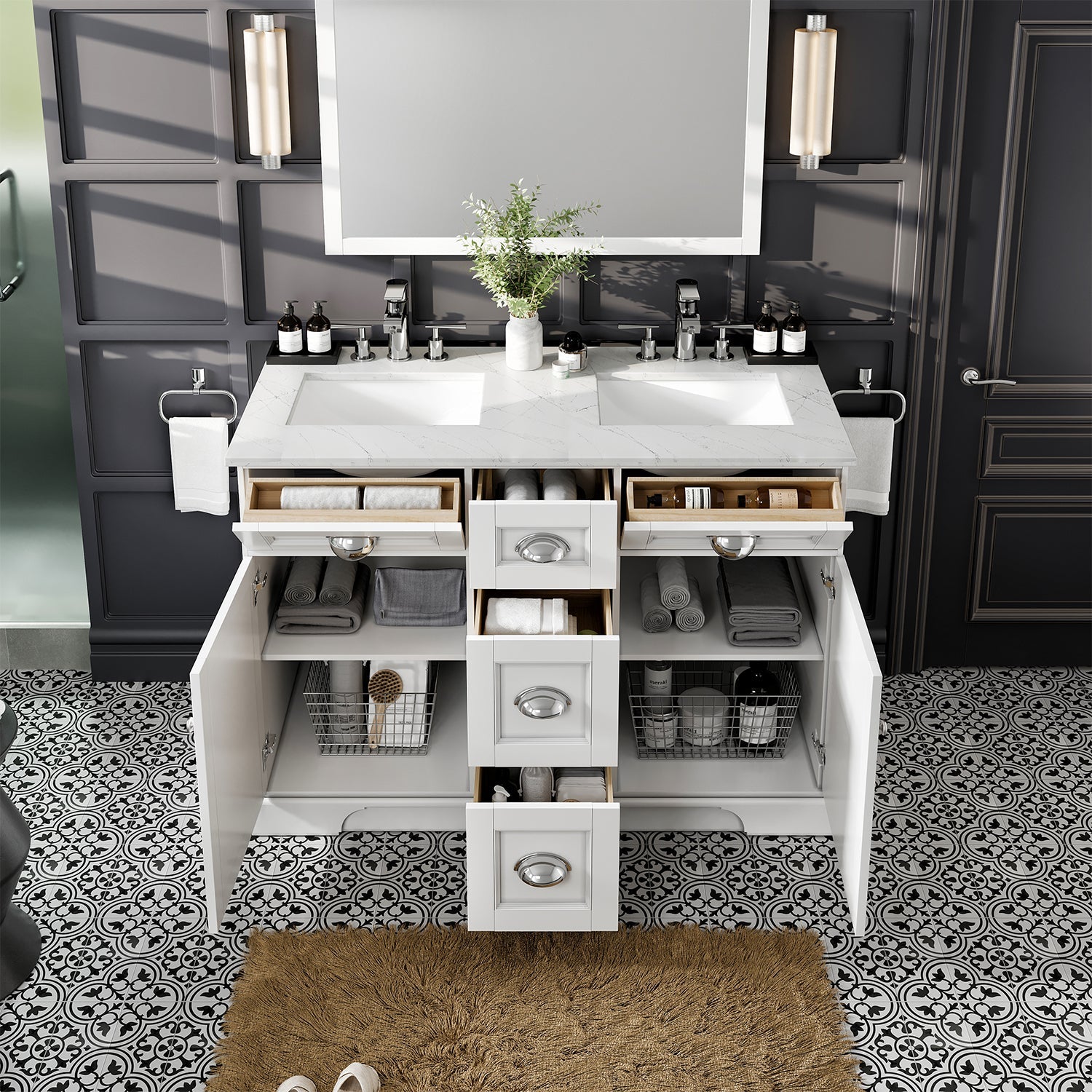 Eviva Epic Transitional White Bathroom Vanity