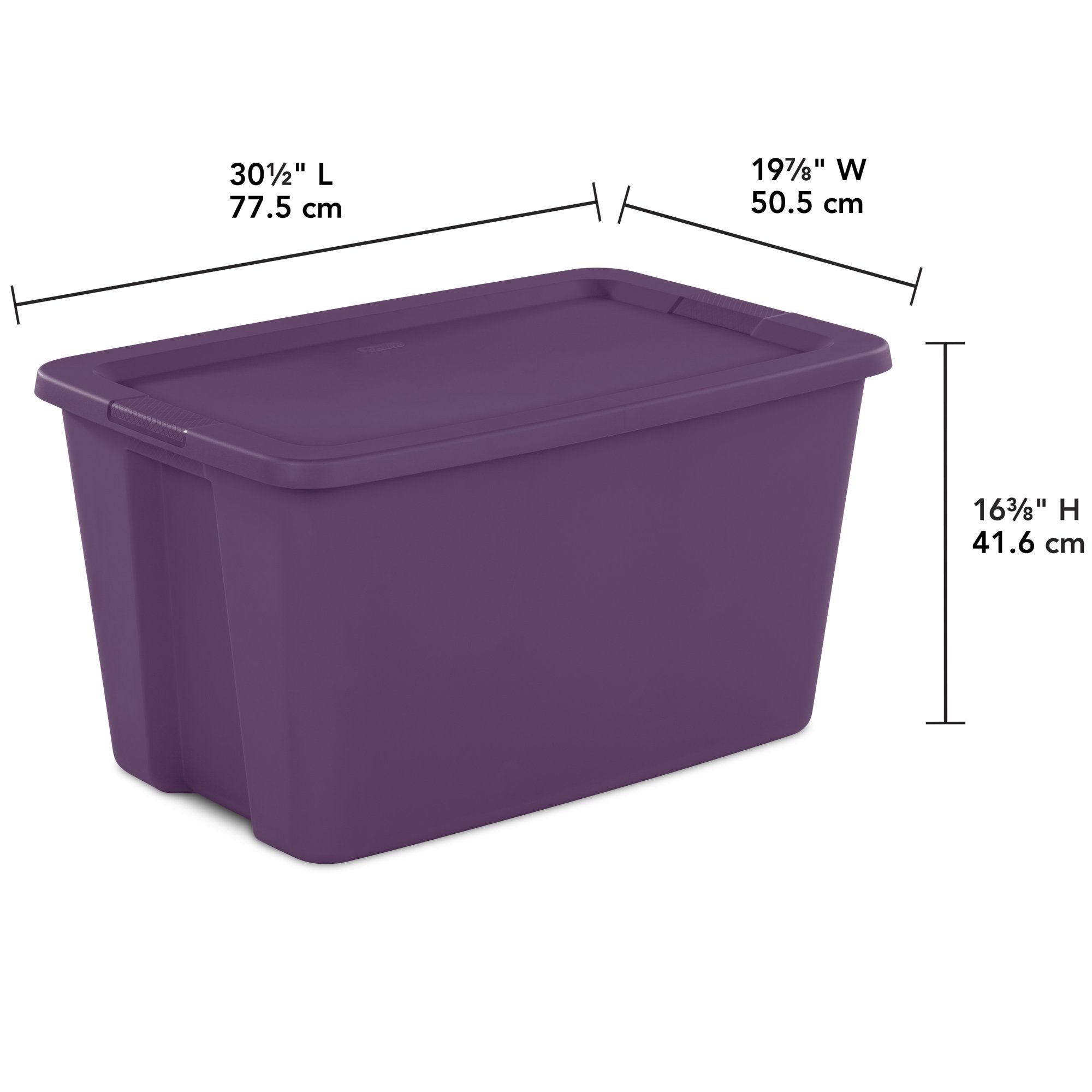 Sterilite Classic Stackable 30 Gal Storage Tote Container, Purple, 24 Pack