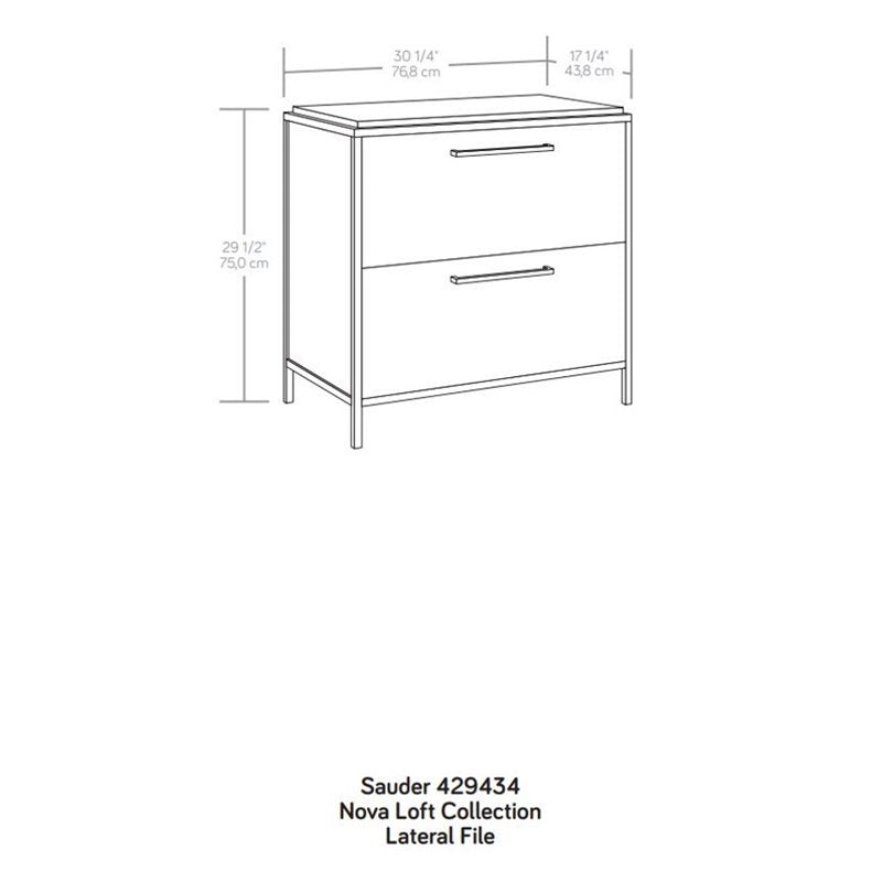 Sauder Nova Loft 2-Drawer Lateral File Cabinet in Grand Walnut