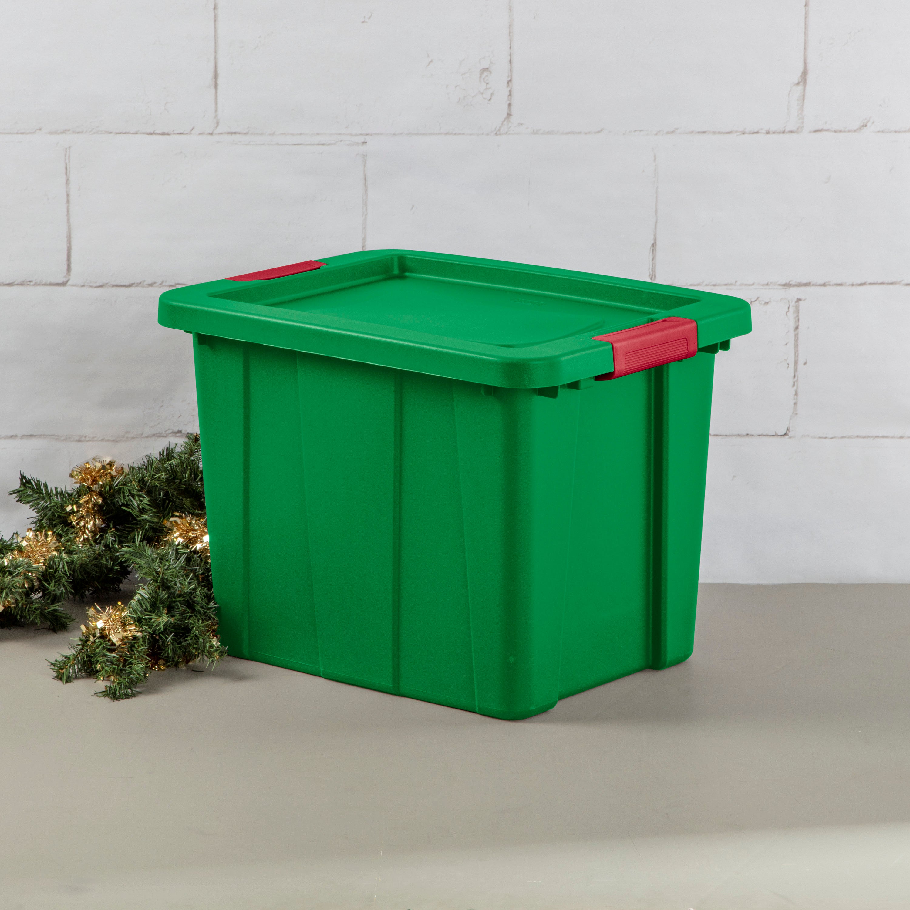 Sterilite 18 Gallon Latching Tuff1 Tote Plastic, Elf Green