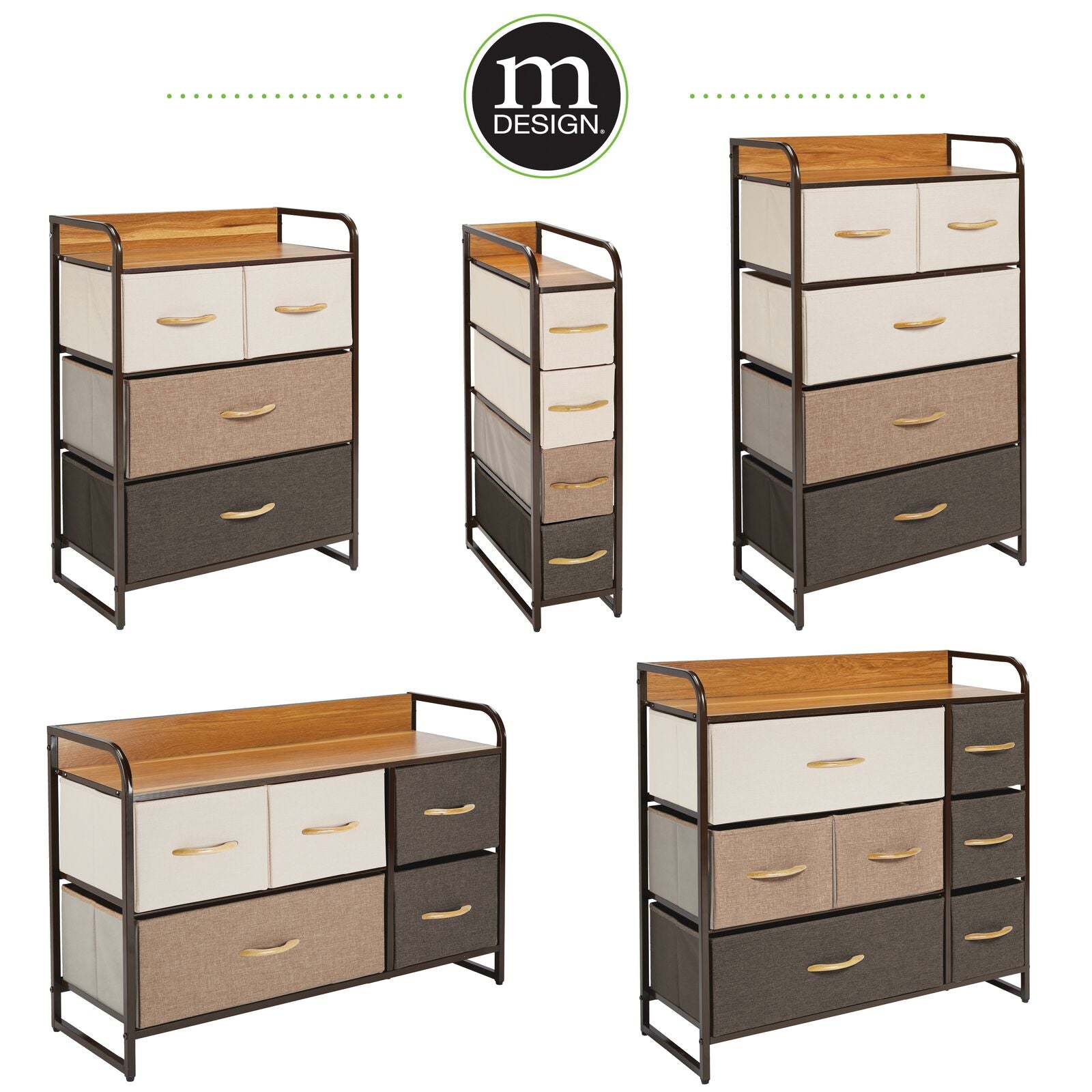 mDesign Dresser Storage Furniture Organizer - Multi-Color/Espresso Brown