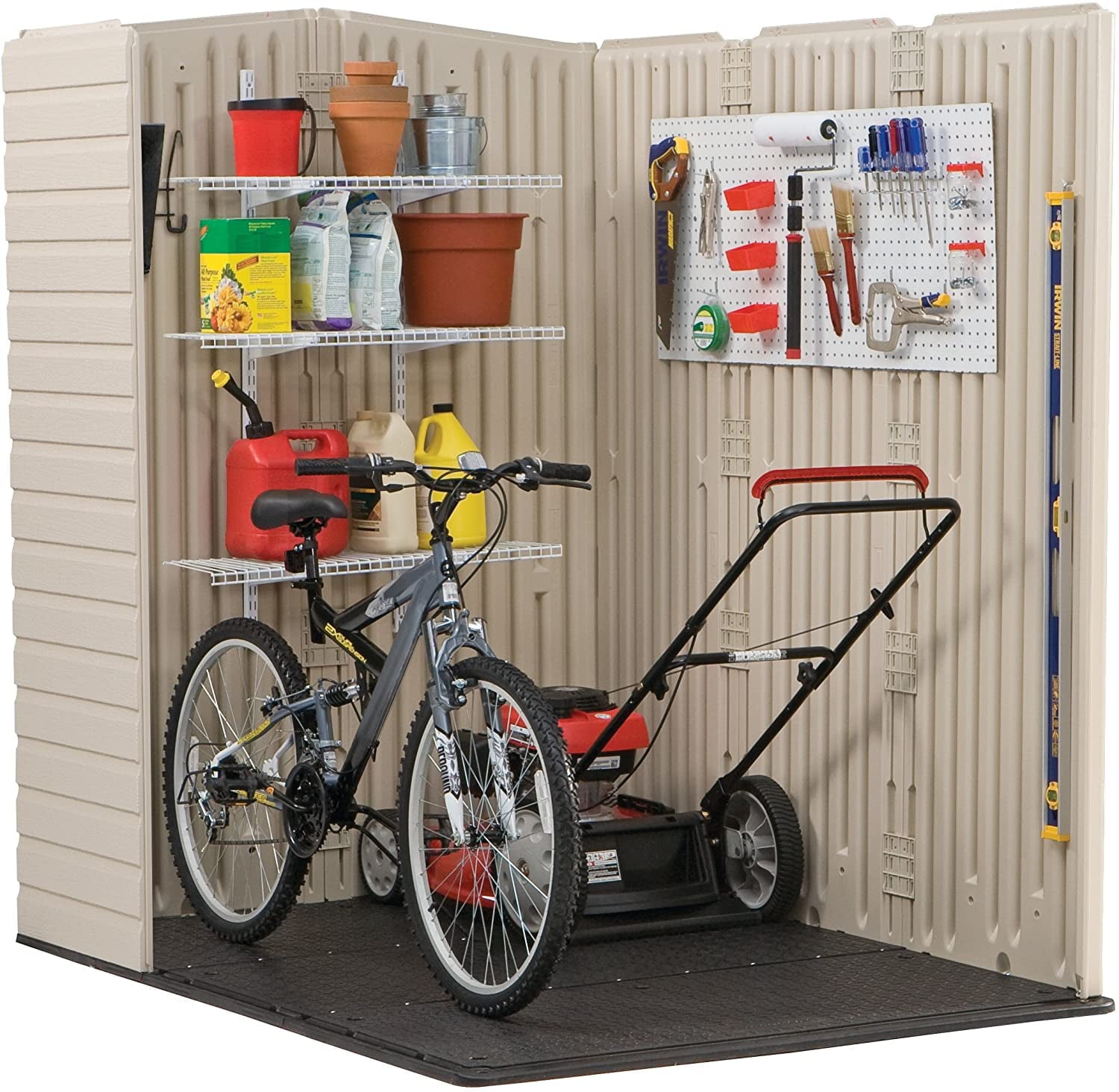 Rubbermaid Outdoor Large Vertical Storage Shed, Resin, 6 ft. 3 in. x 4 ft. 8 in.