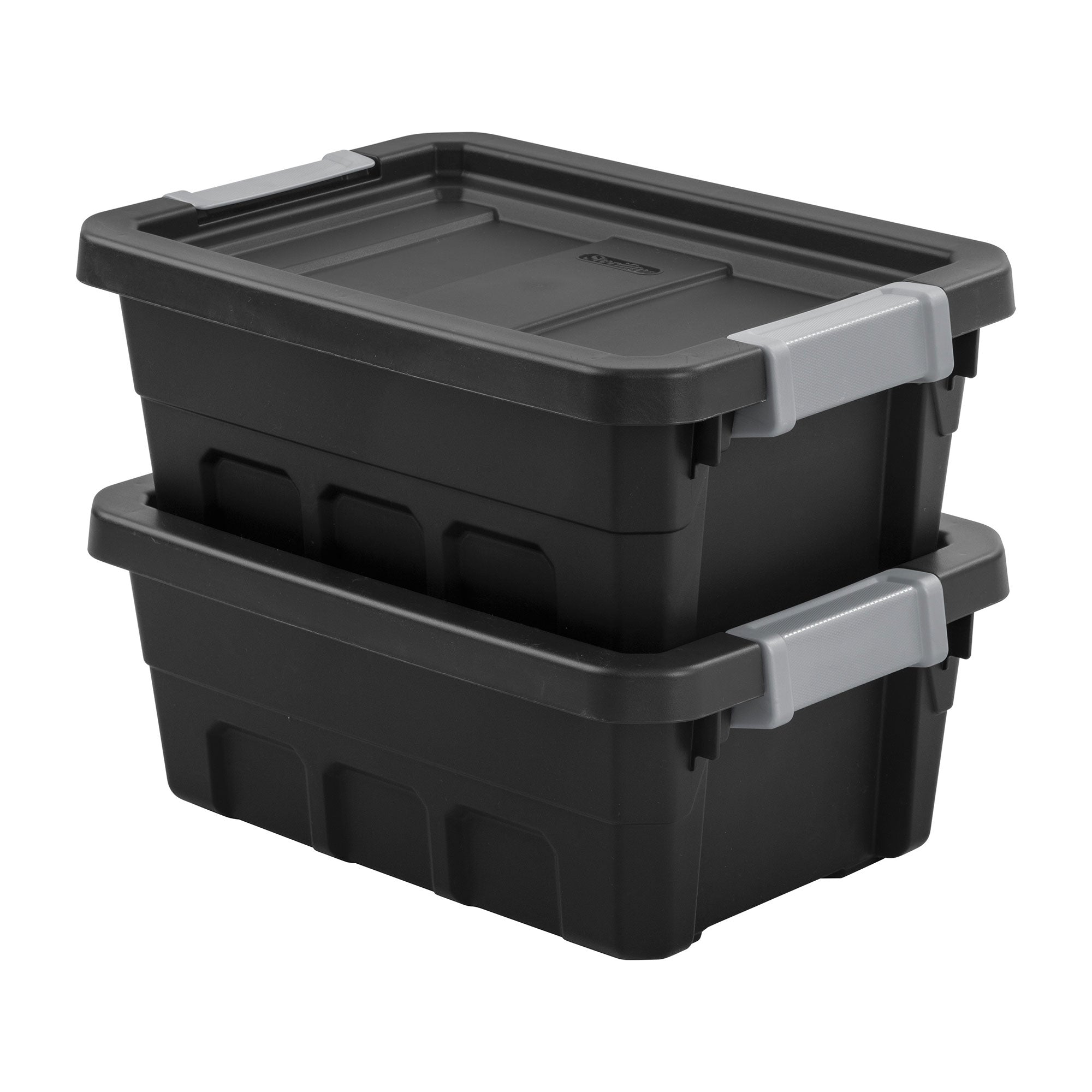 Sterilite 4 Gal Industrial Storage Totes w/ Latch Clip Lids, Black (6 Pack)