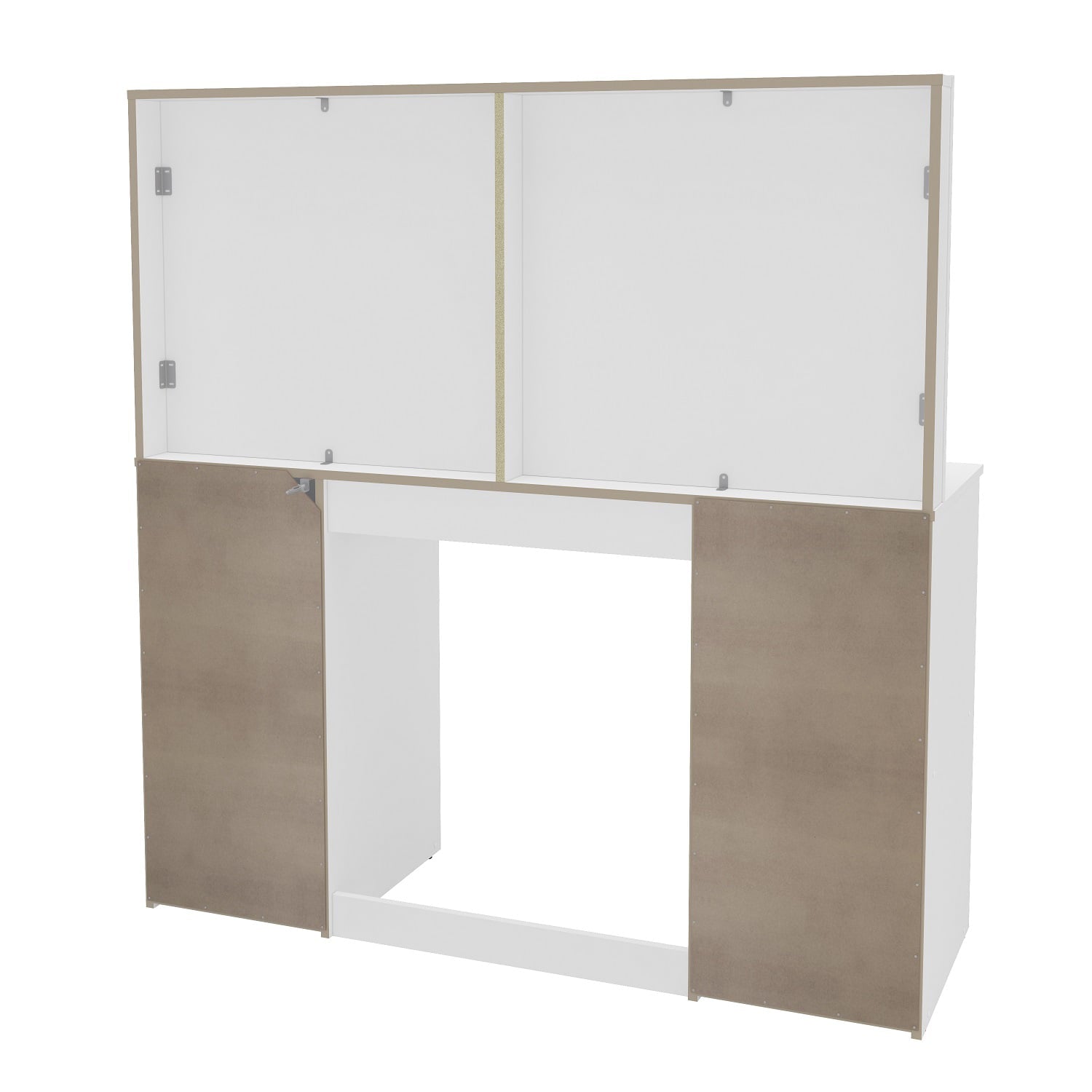 Polifurniture Amelia Modern Bedroom Vanity Desk with Mirror, White Finish