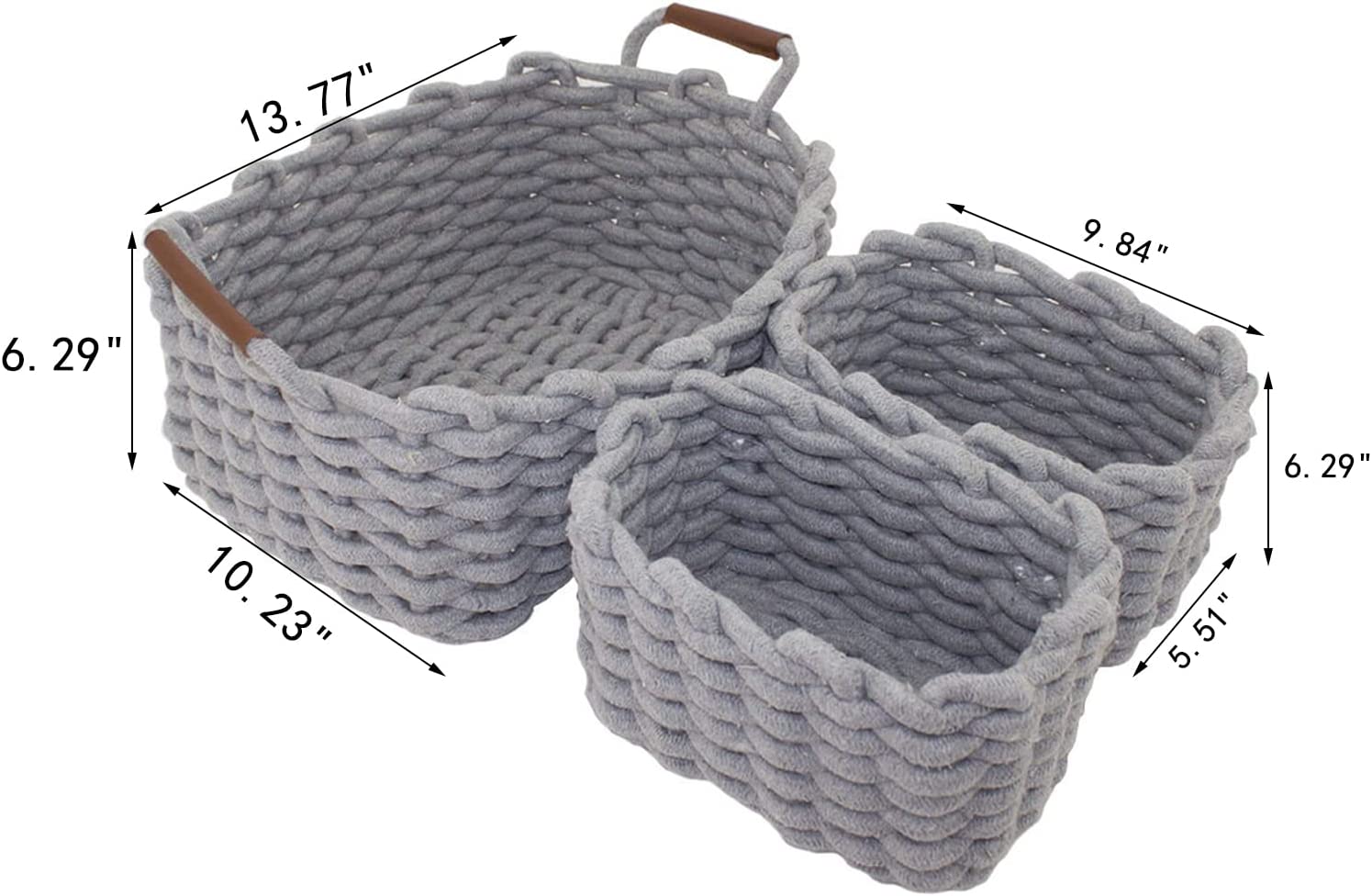 JJSQYLAN Cotton Rope Blanket Storage Basket for shelf,small decorative woven basket Organization and storage for Candy Food Nursery Baby Clothes Towels Diaper Caddy Books (Set of 3, Beige)