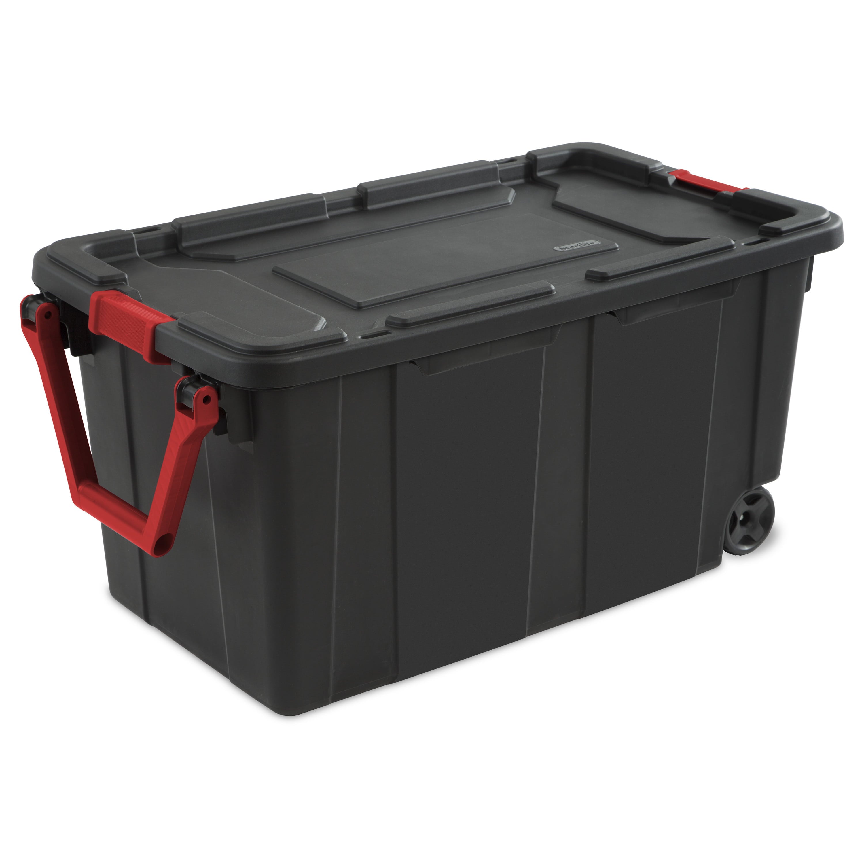 Sterilite 40 Gallon Wheeled Plastic Storage Tote, Black