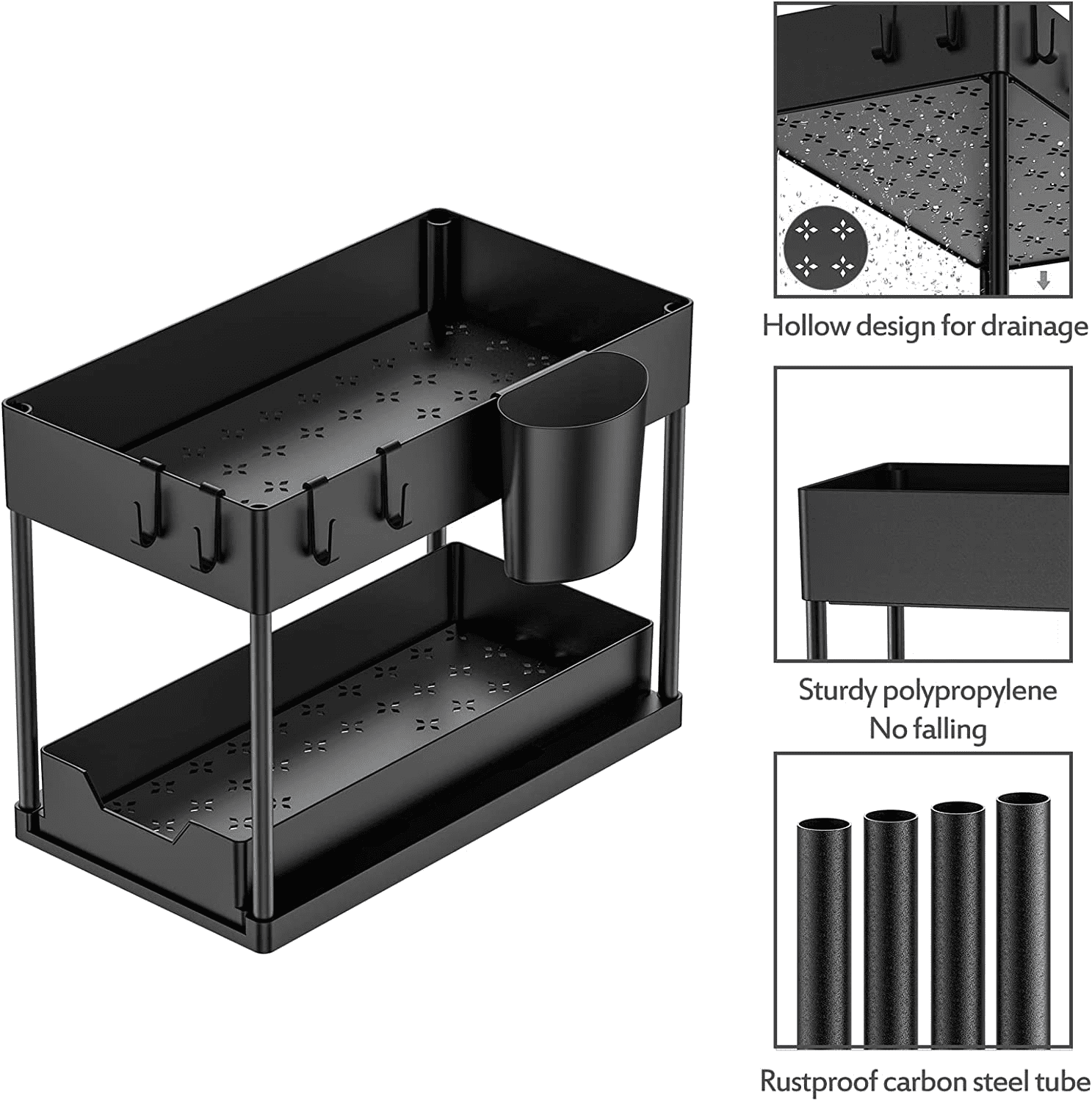 1 Pack Under Sink Organizers and Storage Pull Out Sliding Drawer， 2 Tier Multi-Purpose Kitchen Under the Sink Organizer