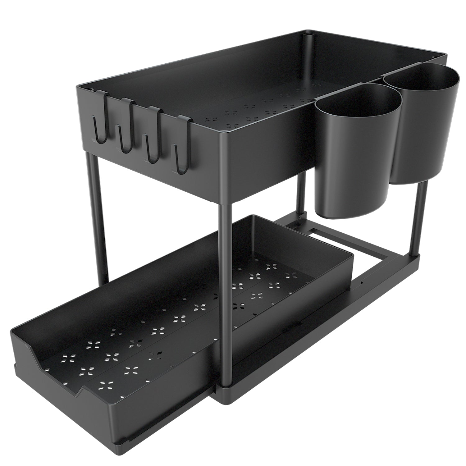 LeaderPro 2 Tier Under Sink Organizer Pull Out Sliding Storage Black