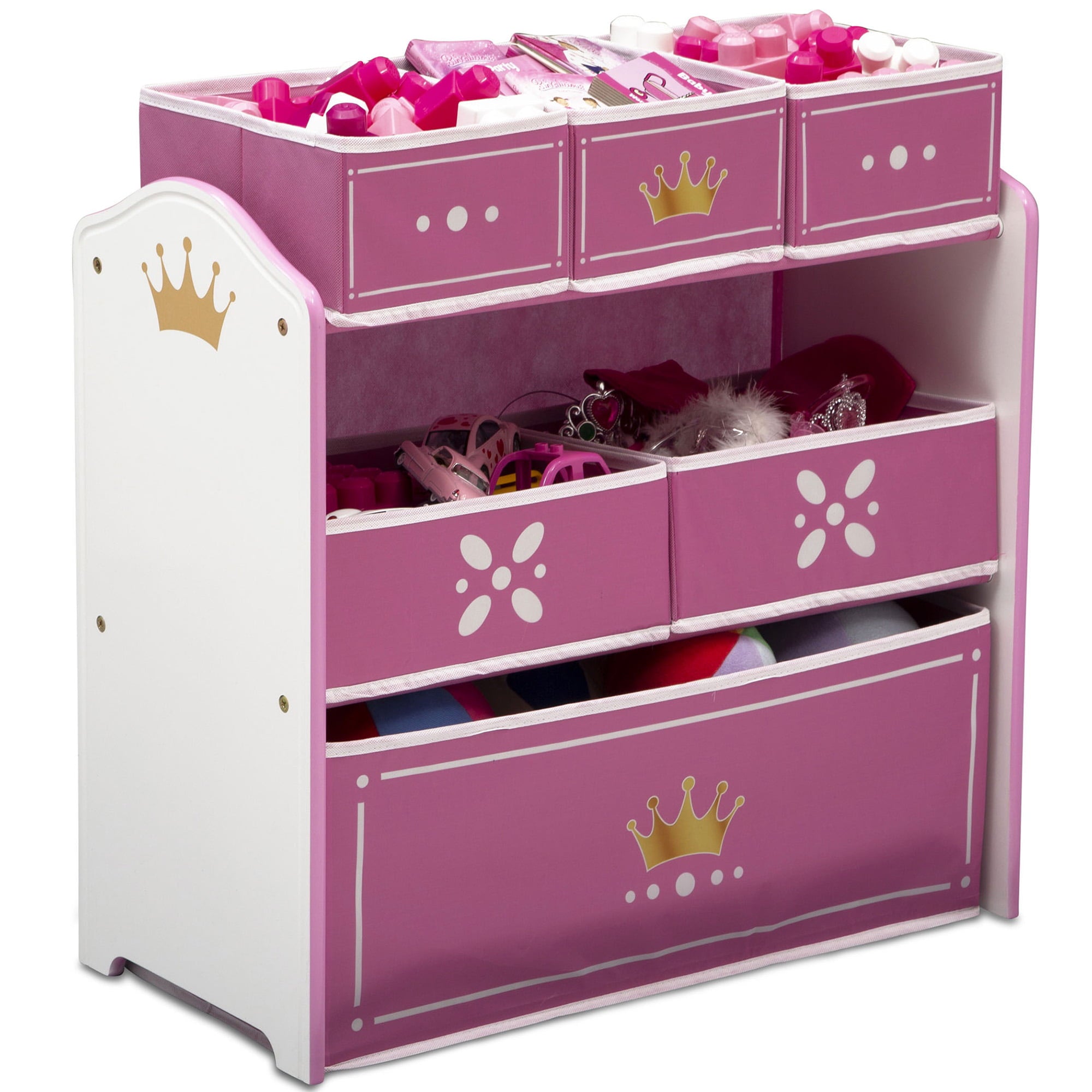 Delta Children Princess Crown 6 Bin Design and Store Toy Organizer - Greenguard Gold Certified