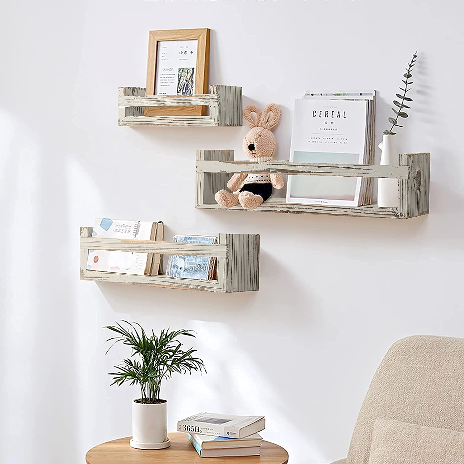 Comfy Floating Shelves Set of 3, Wall Floating Shelf, Wall Nursery Shelves-Log Wall Mount Shelf for Bathroom Bedroom