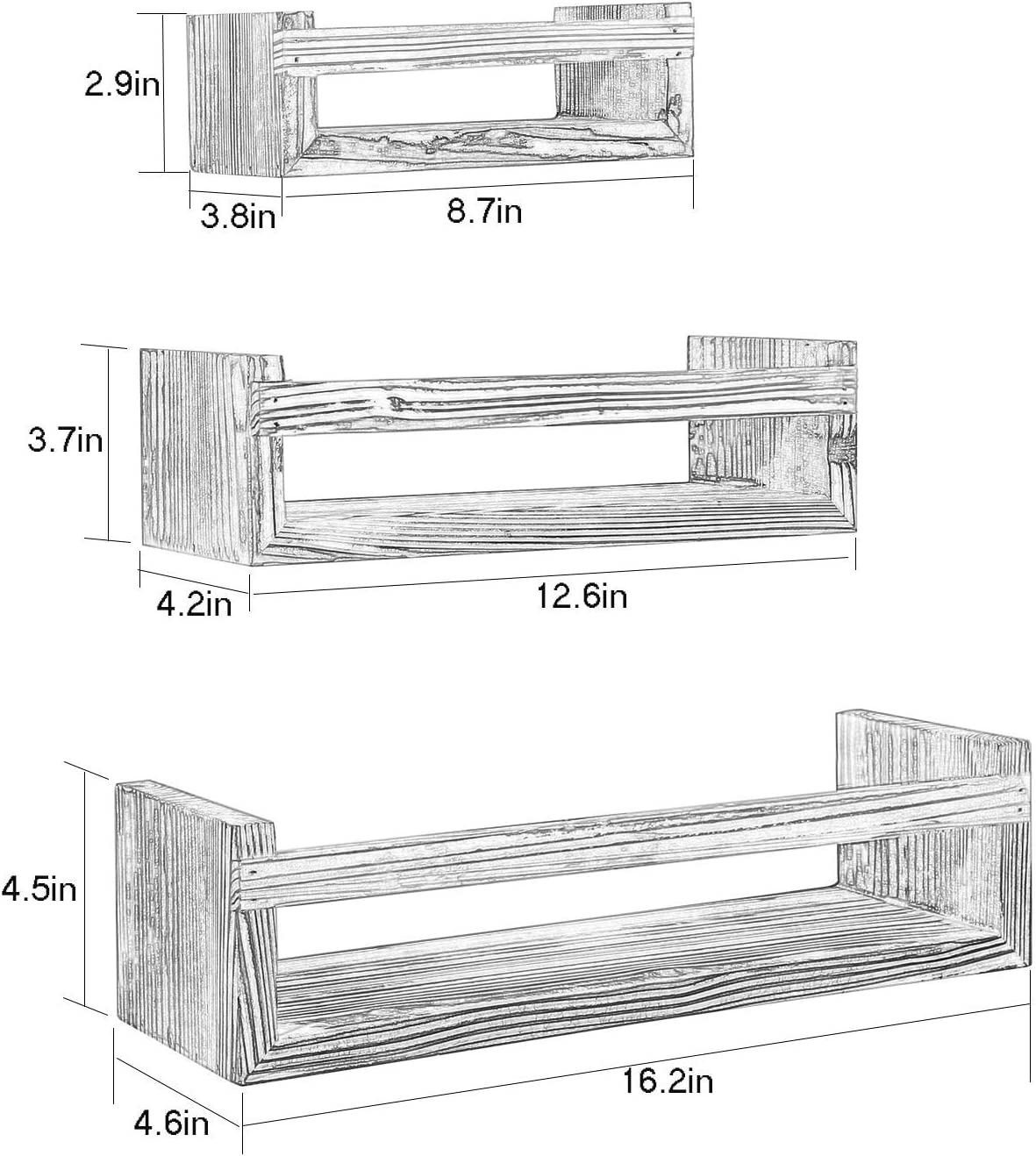 Comfy Floating Shelves Set of 3, Wall Floating Shelf, Wall Nursery Shelves-Log Wall Mount Shelf for Bathroom Bedroom