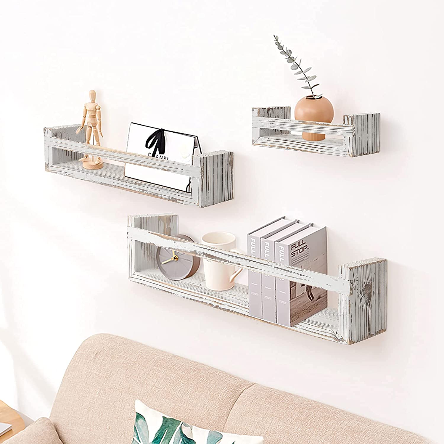 Comfy Floating Shelves Set of 3, Wall Floating Shelf, Wall Nursery Shelves-Log Wall Mount Shelf for Bathroom Bedroom