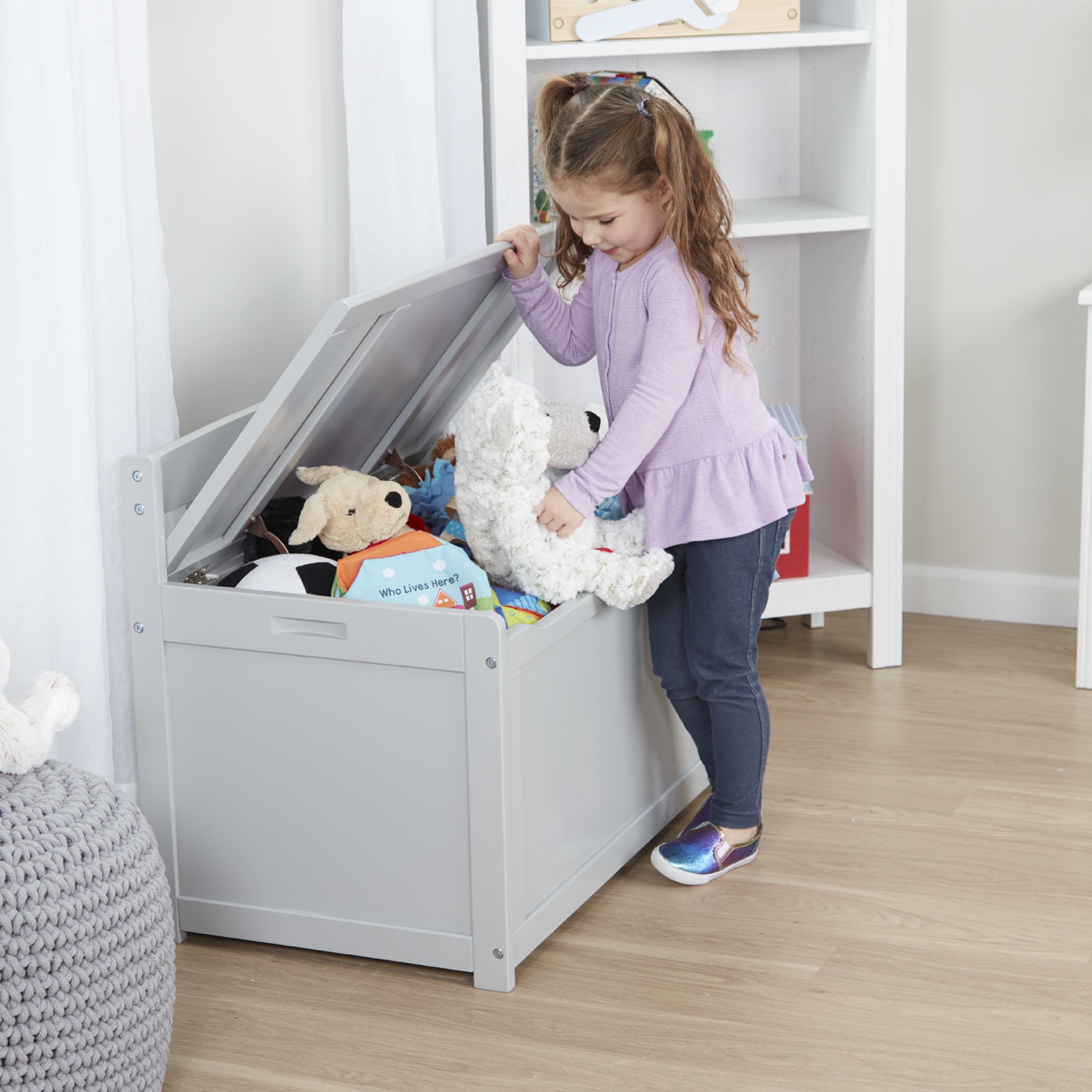 Melissa & Doug Wooden Toy Chest (Gray)