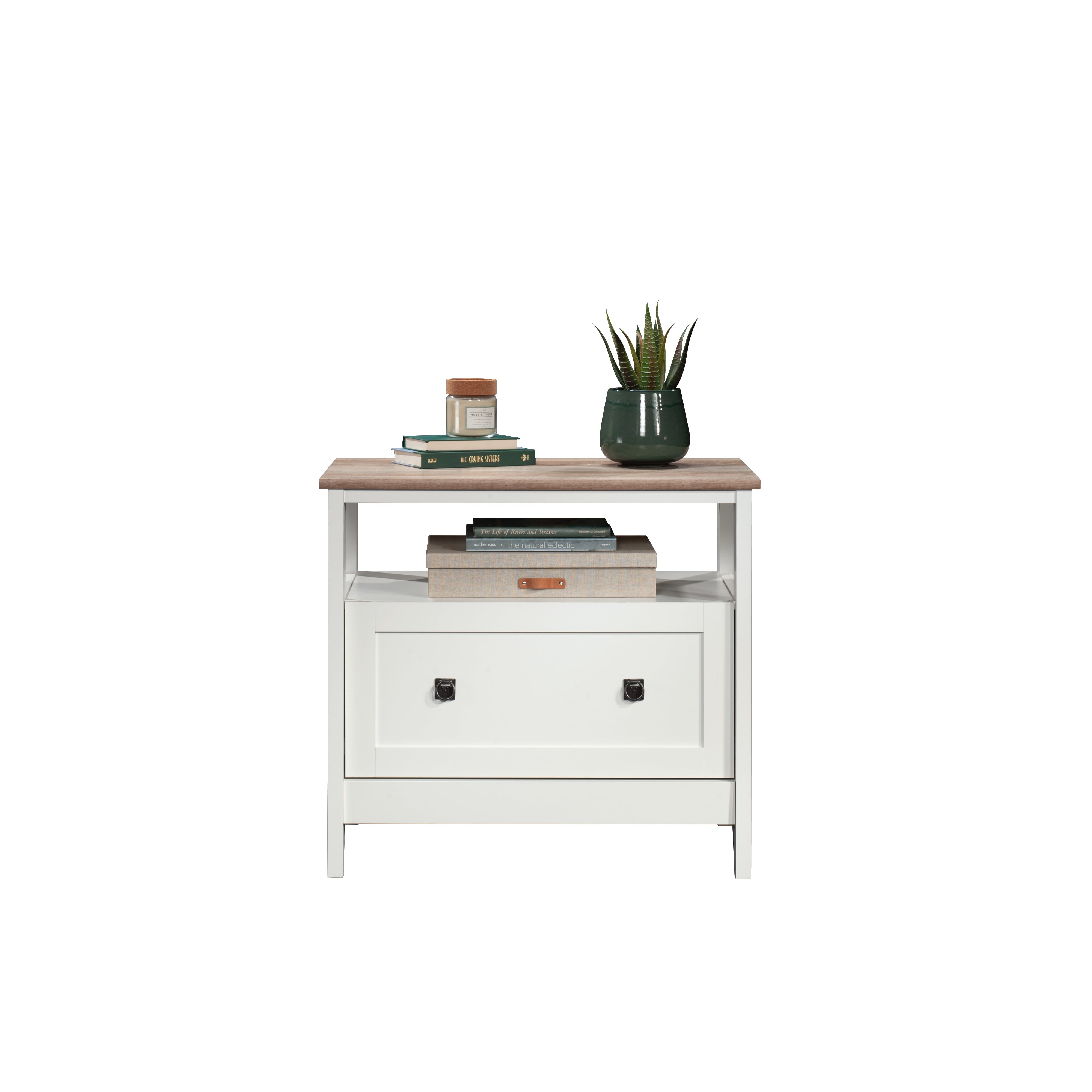 Sauder August Hill Open Shelf Lateral File Cabinet, Soft White