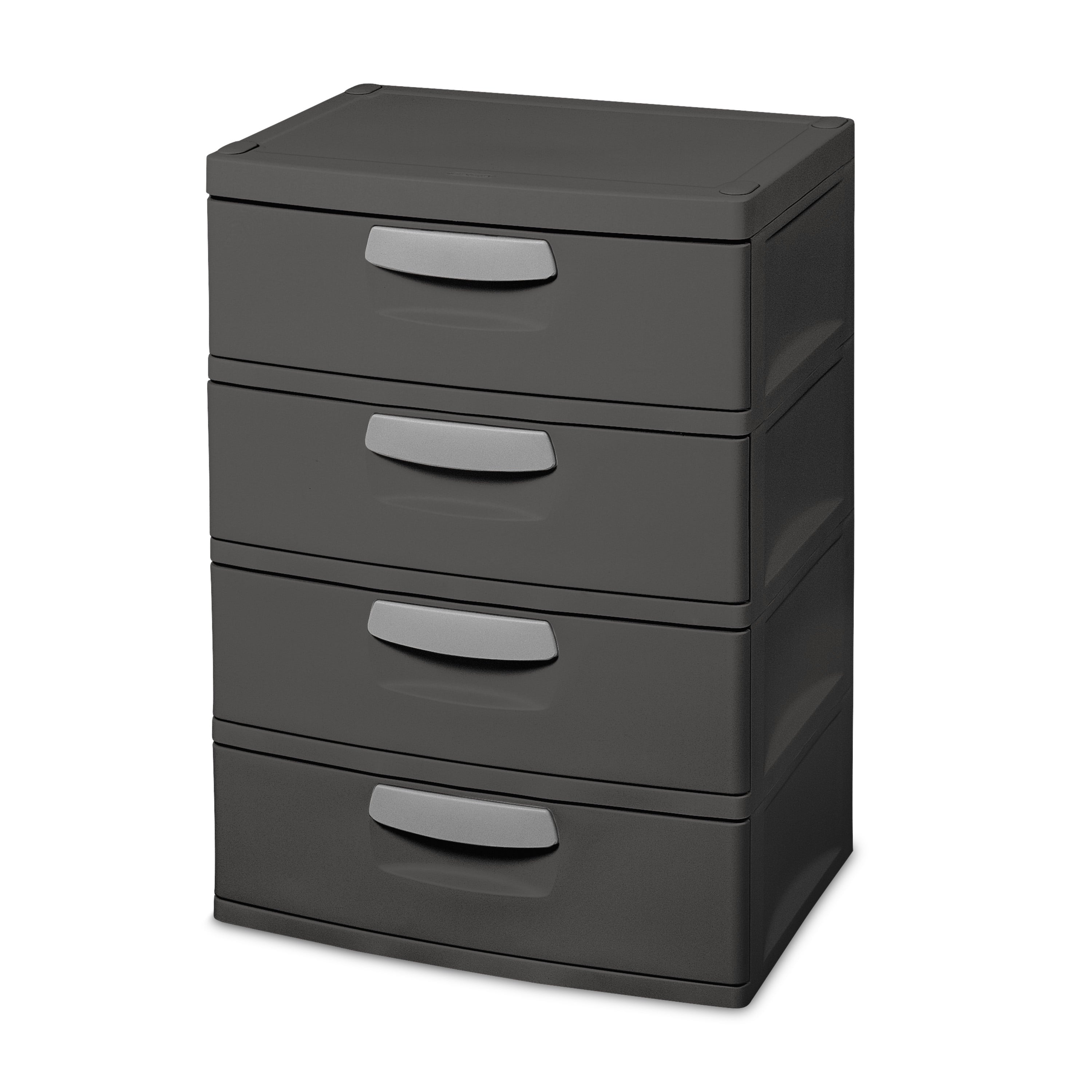 Sterilite 4 Drawer Unit Plastic, Flat Gray