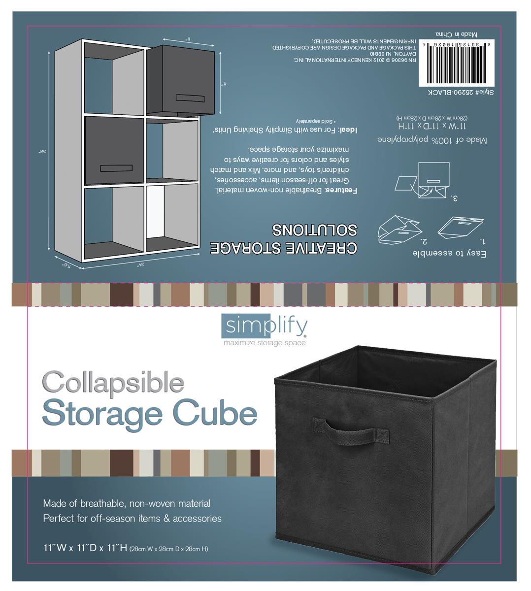 Simplify Children Collapsible Plastic Storage Bins, Black