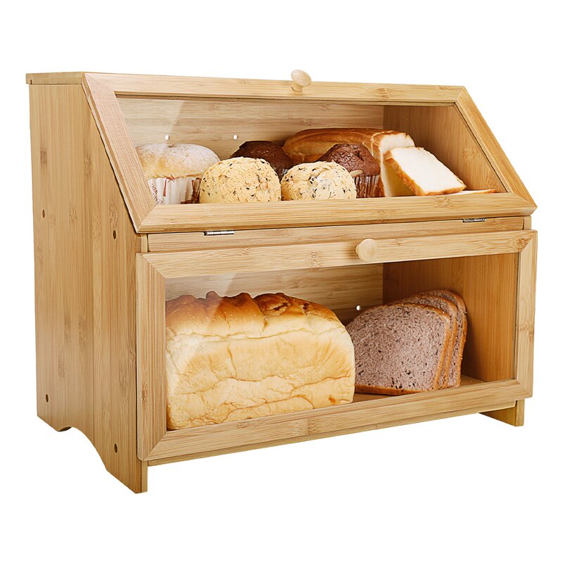 Bamboo Two-Layer Bread Box