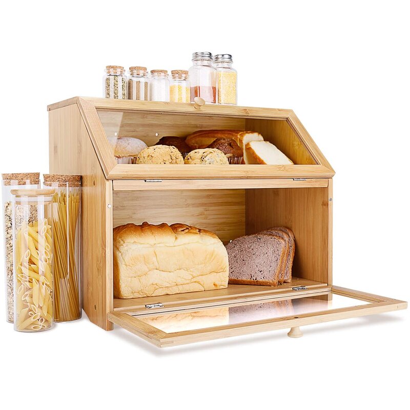 Bamboo Two-Layer Bread Box