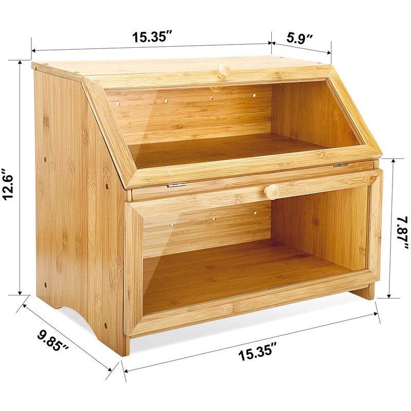 Bamboo Two-Layer Bread Box