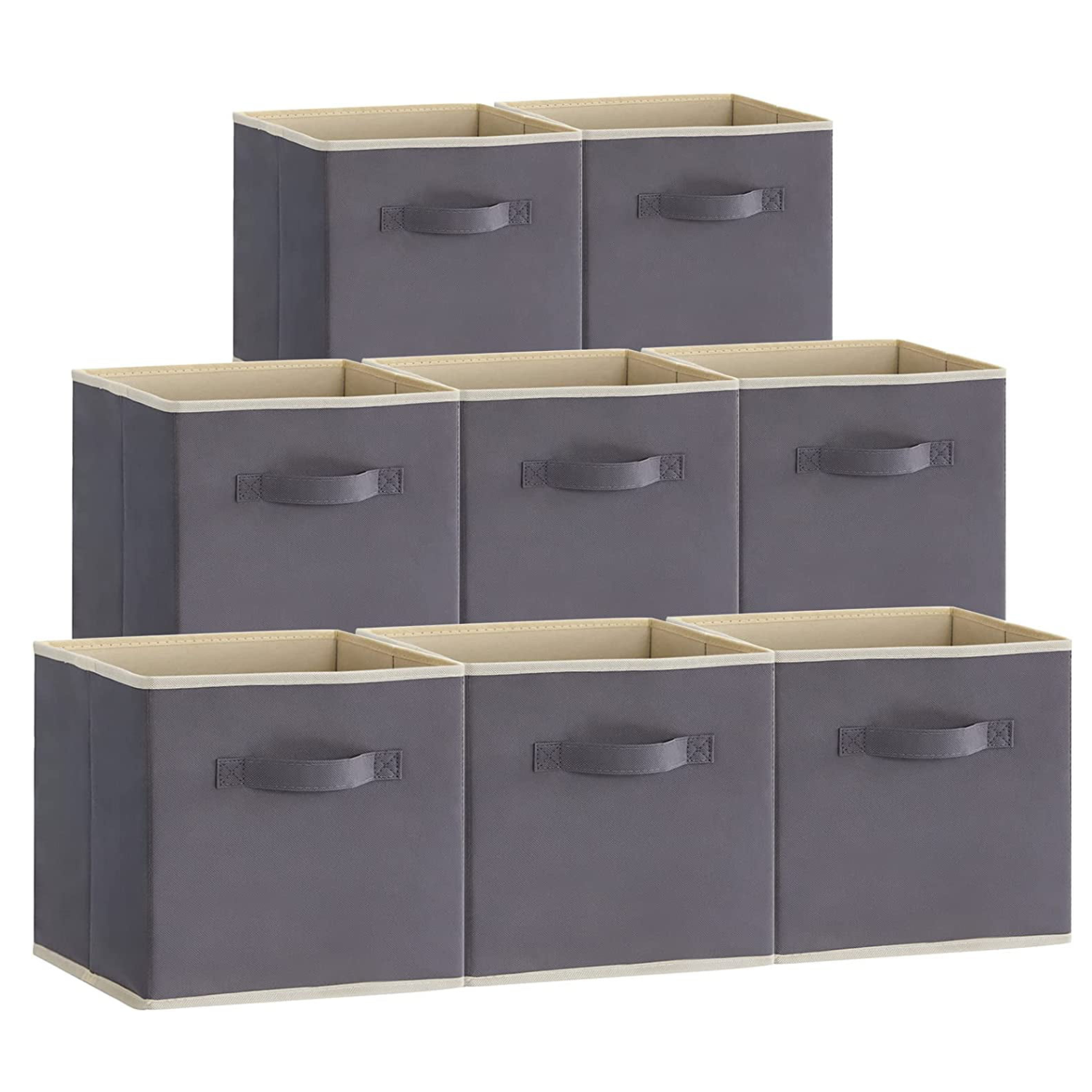 Lifewit Collapsible Storage Cubes 11 inch Foldable Fabric Bins Multi-Color,Set of 8, Gray