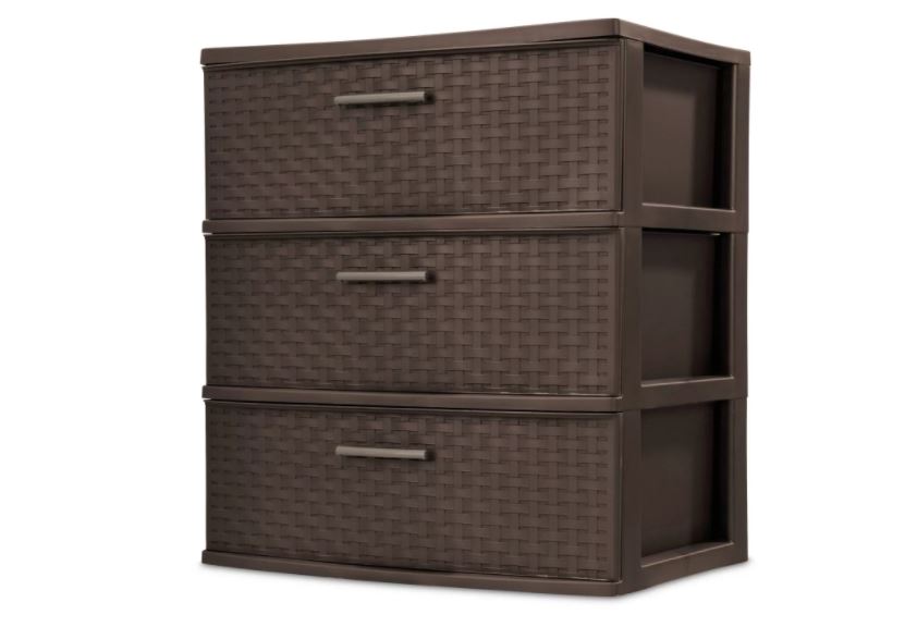 Wide 3 Drawer Weave Tower Espresso