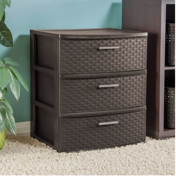 Wide 3 Drawer Weave Tower Espresso