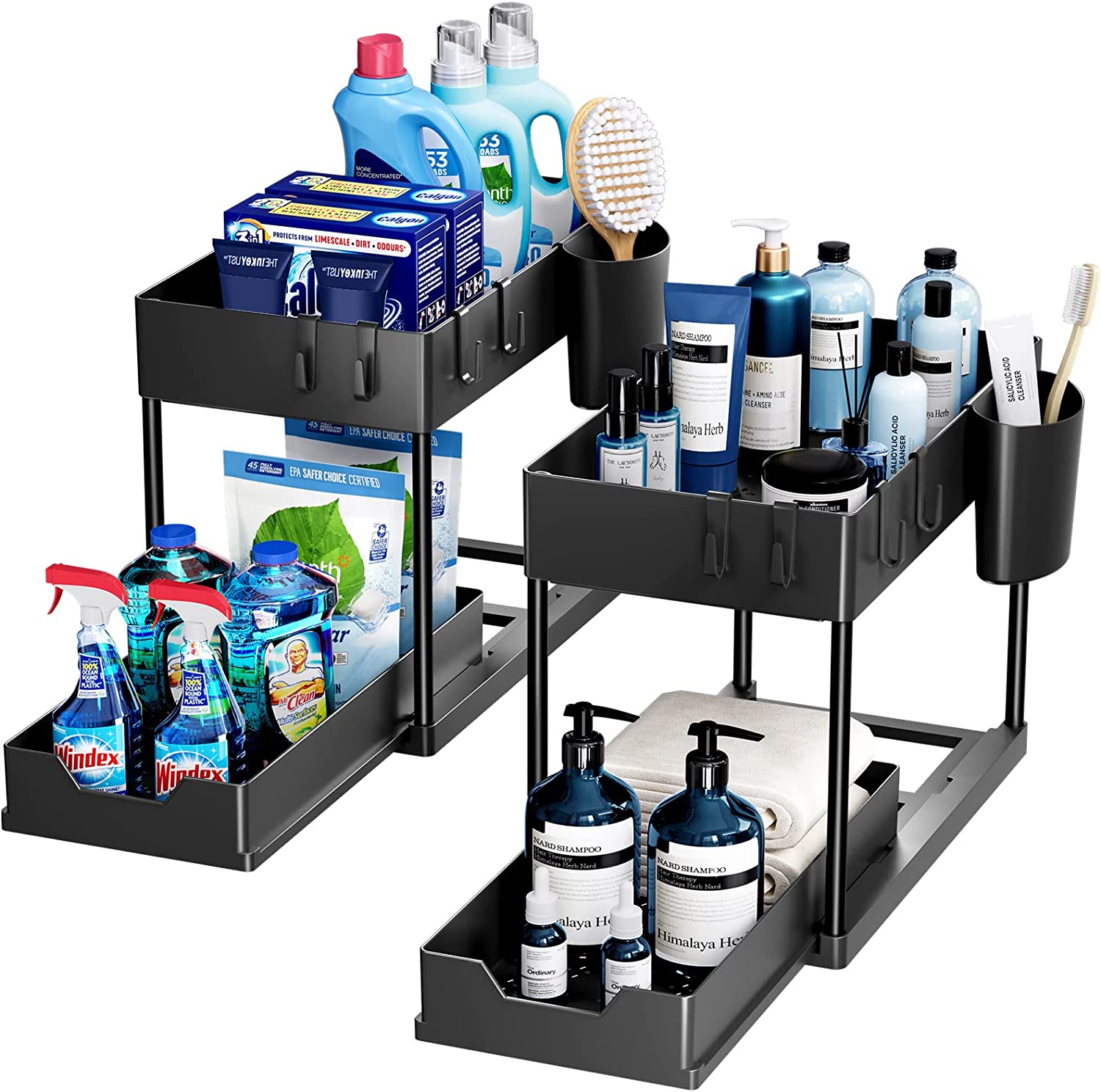 1 Pack Under Sink Organizers and Storage Pull Out Sliding Drawer， 2 Tier Multi-Purpose Kitchen Under the Sink Organizer