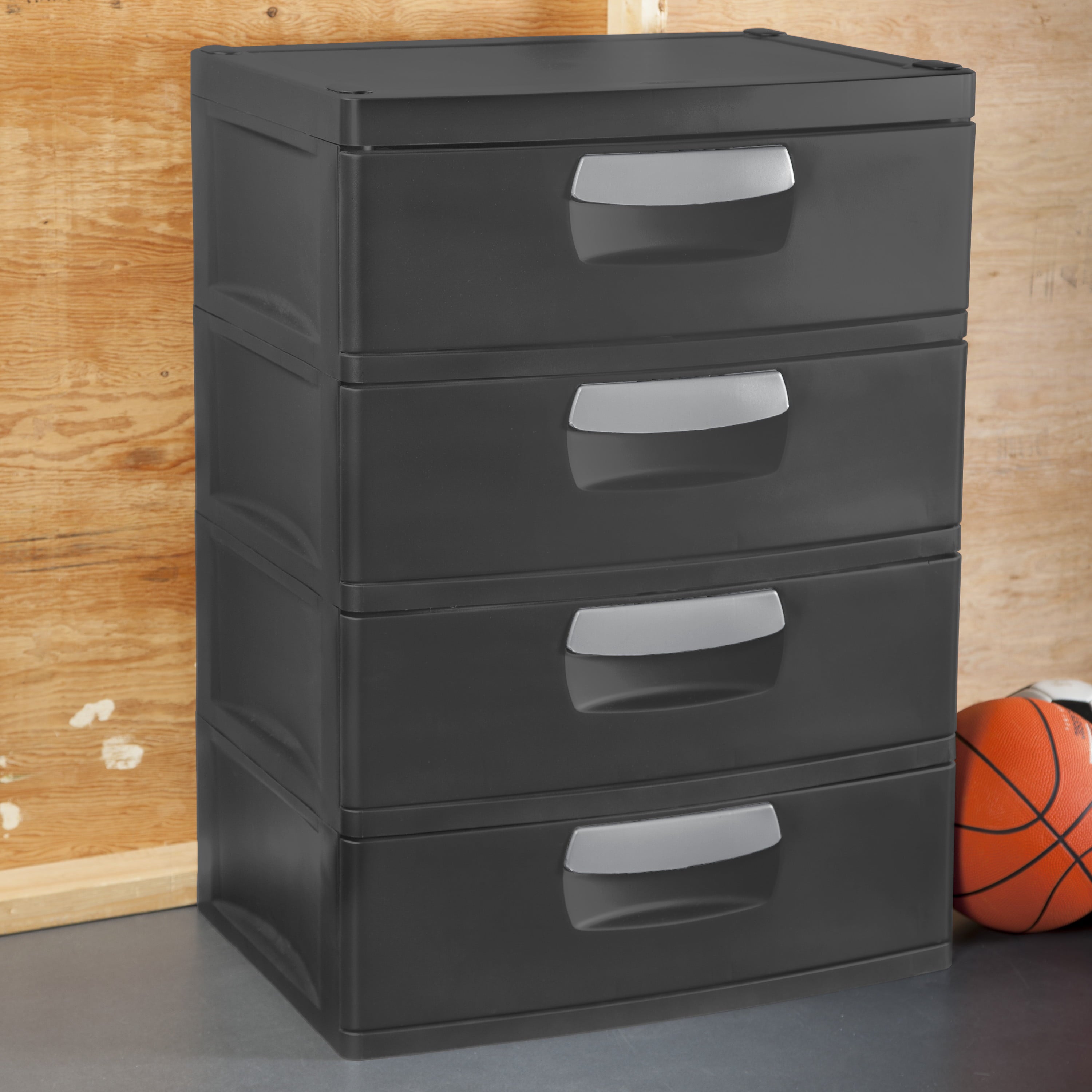 Sterilite 4 Drawer Unit Plastic, Flat Gray