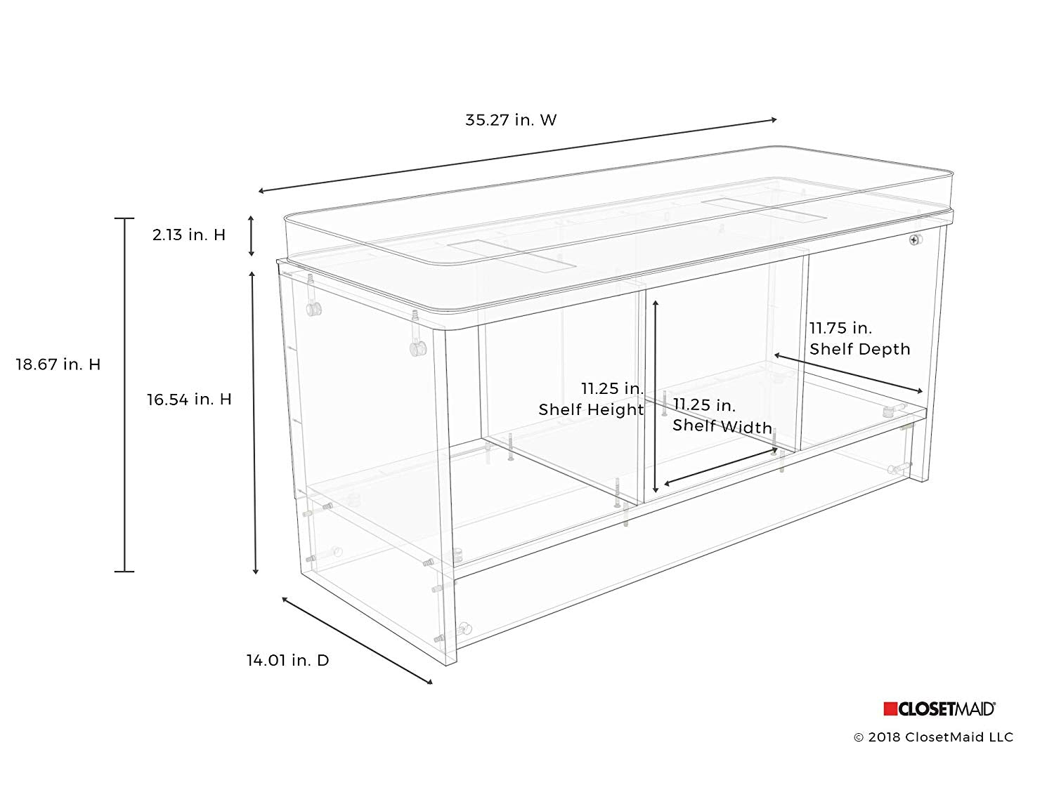 ClosetMaid 3-Cube Entryway Storage Bench, White